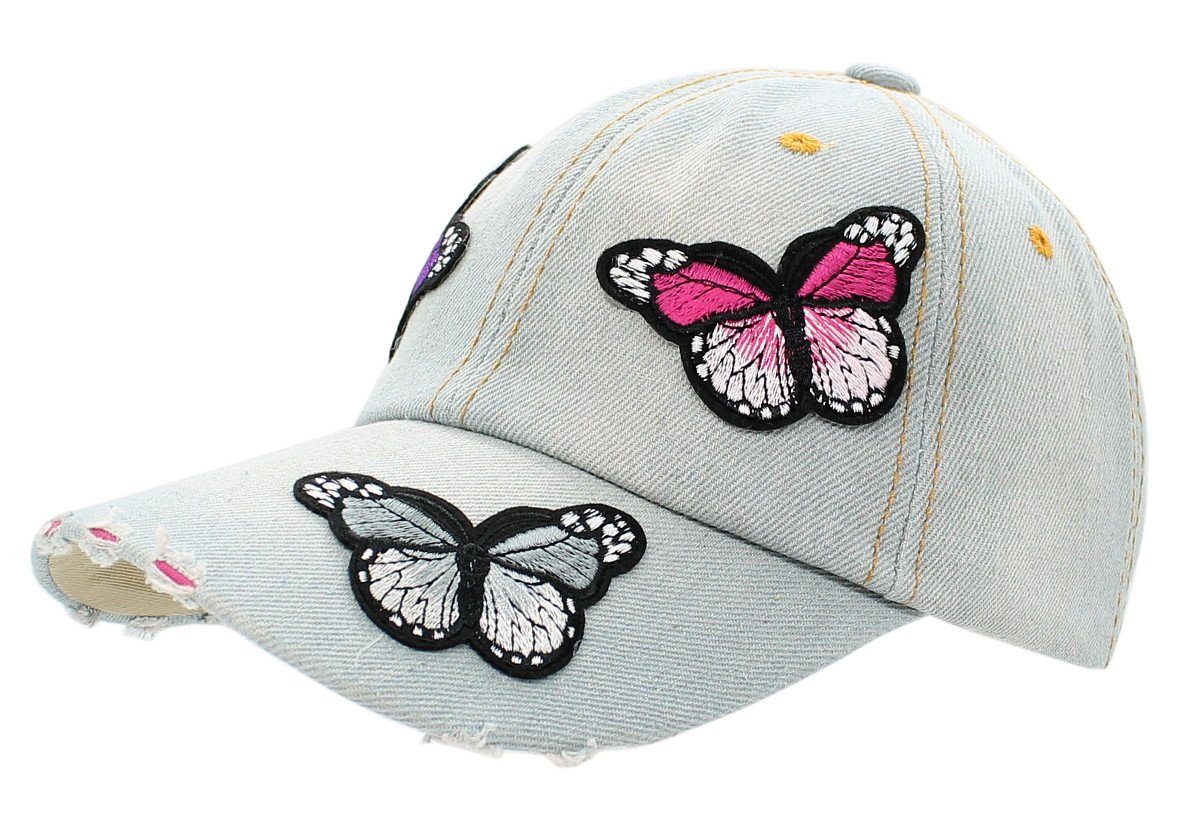 Damen K206-Butterfly Aufnäher Schirmmütze dy_mode Cap Baseball Mütze Baseball Kappe mit Blumen Cap