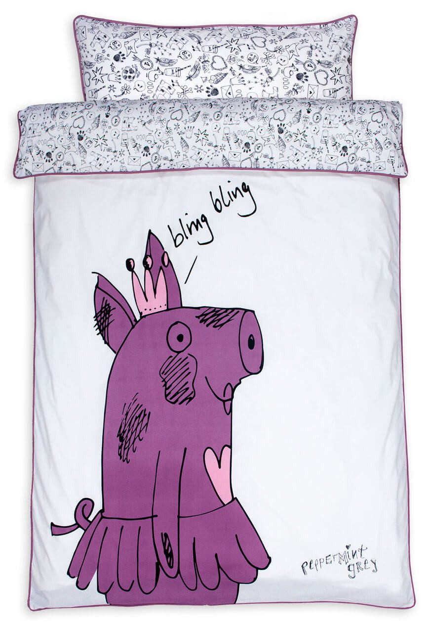 PEPPERMINT grey Jugendbettwäsche Premium Bettwäsche mit Comic-Muster aus 100% Baumwolle, Comic-Design