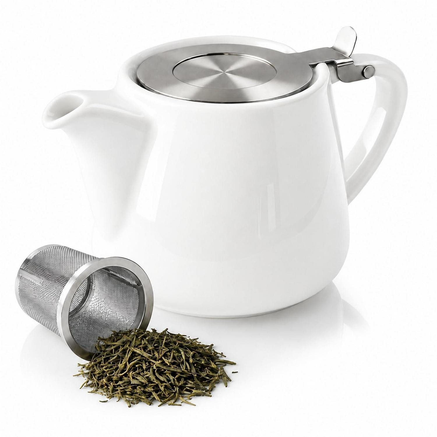 LuxusKollektion Teekanne Teekanne Keramik 500ML Weiss mit Siebeinsatz