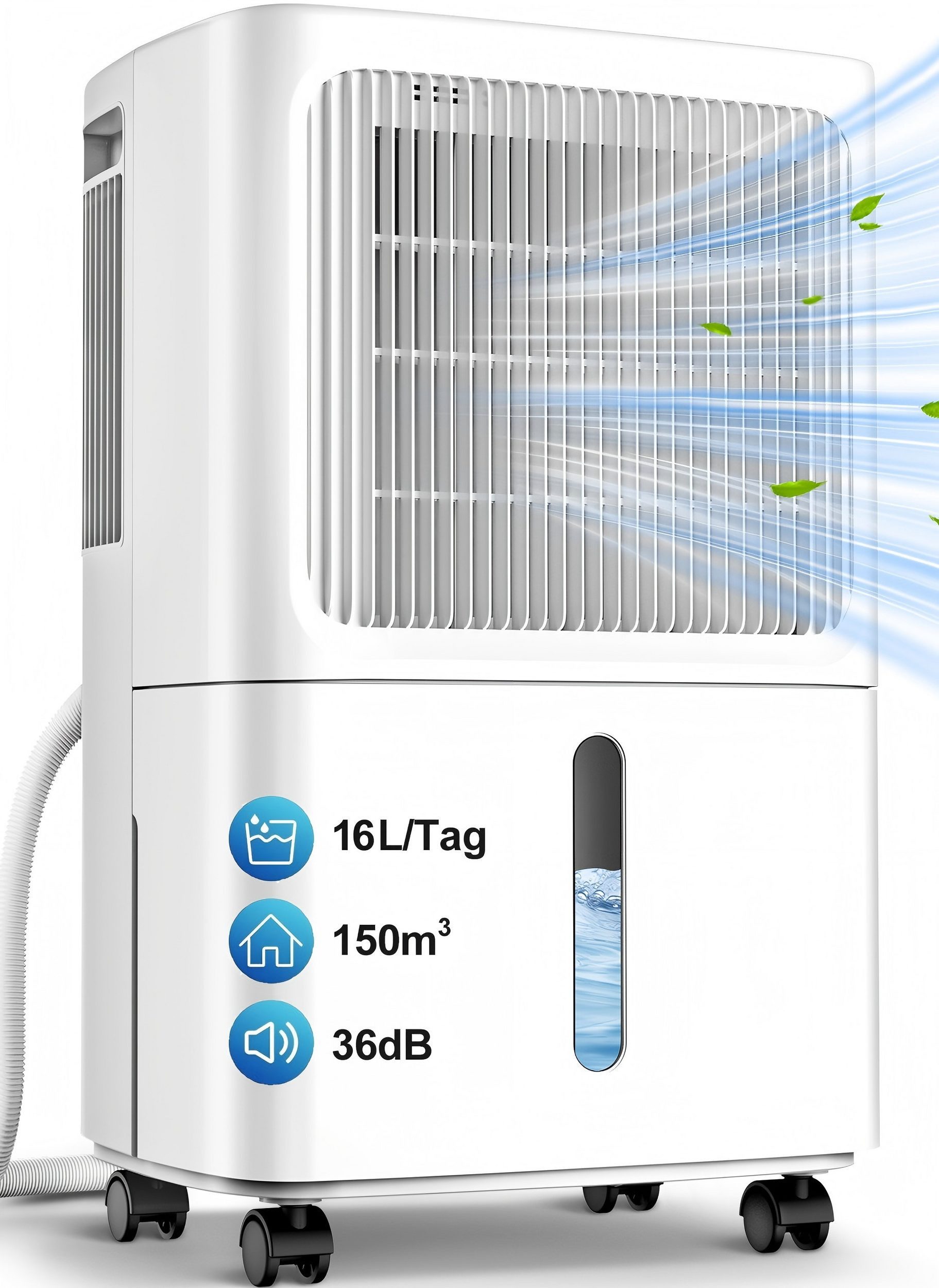 LEENON Luftentfeuchter Luftentfeuchter mit Display,Timer,16L/24H, leise,3 Modi,Abtauautomatik, für 150 m³ Räume, Entfeuchtung 16 l/Tag, Tank 1,6 l, Wasserstandswarnung, schimmelresistent, für Wohnung/Keller,SLEEP-Modus