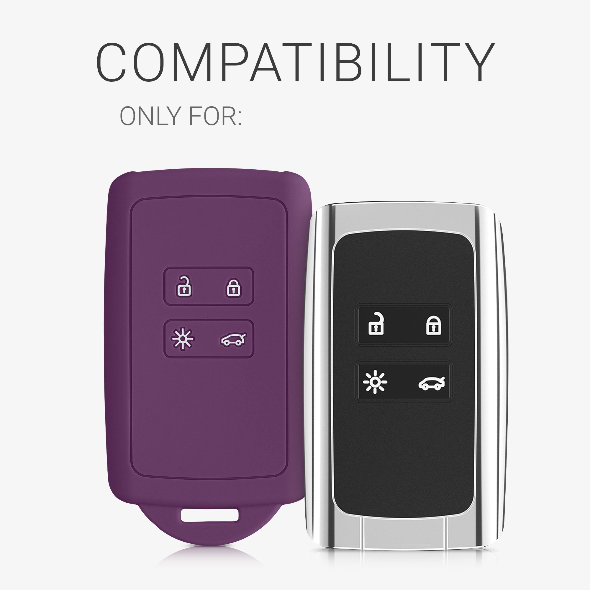 Schlüsselhülle Silikon kwmobile Schlüsseltasche für Magenta Hülle Autoschlüssel Schutzhülle Renault, Lila