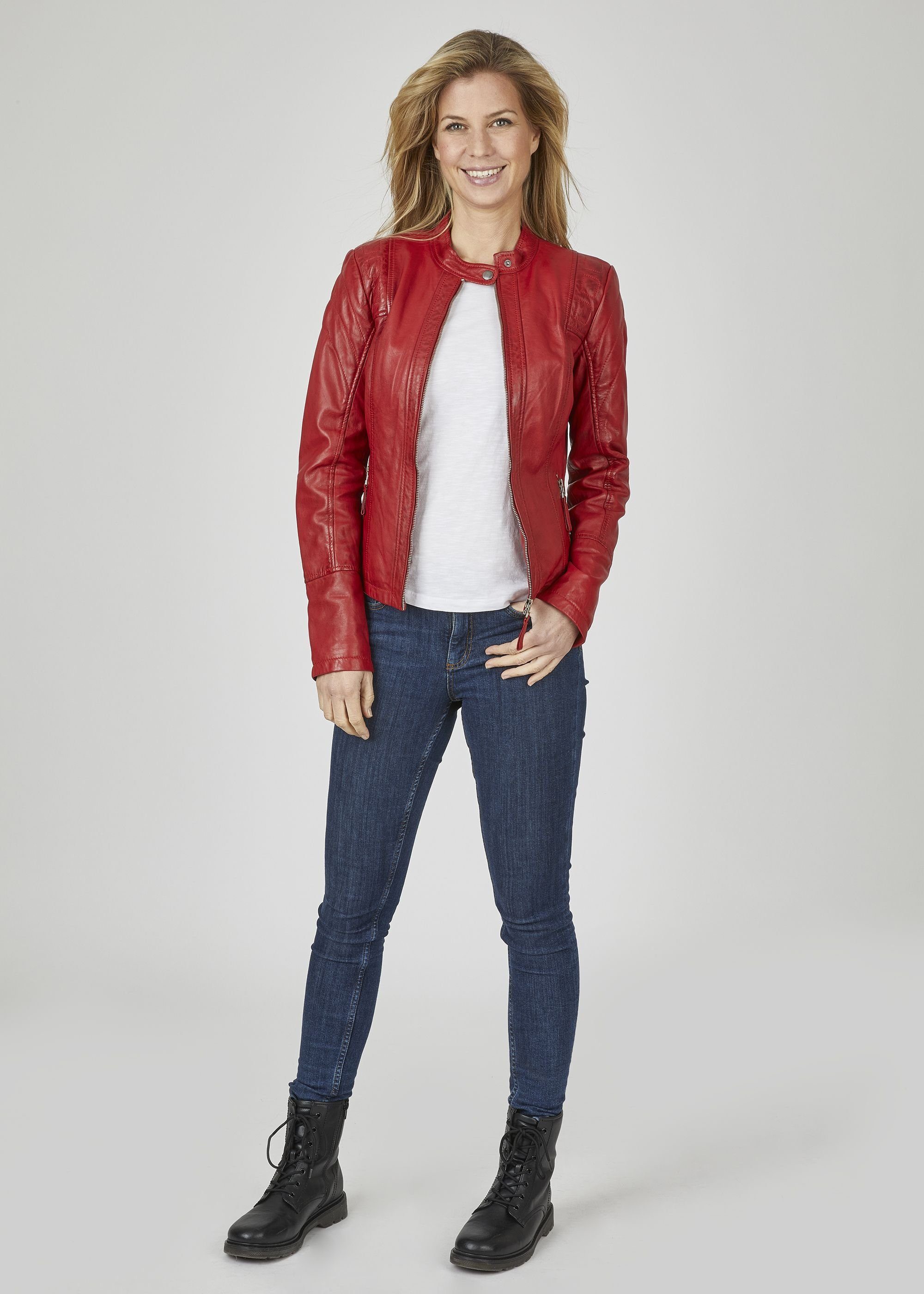 7eleven Lederjacke SELINNY (1-St) mit Paspeln
