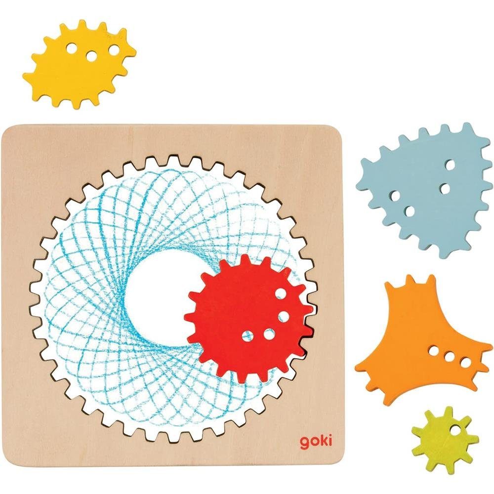 goki Malvorlage Spirograph 6 Teile, Holz Mandala zeichnen