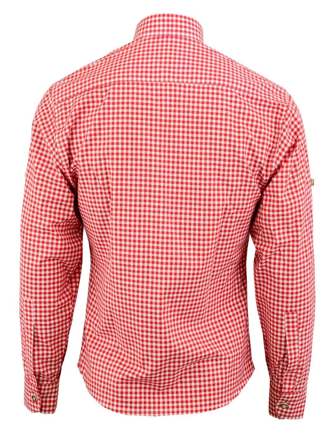 Trachtenlederhose stehkragen Rot für German mit GW1203-EW-SK Trachtenhemd Edelweiß-Stickerei Wear Trachtenhemd
