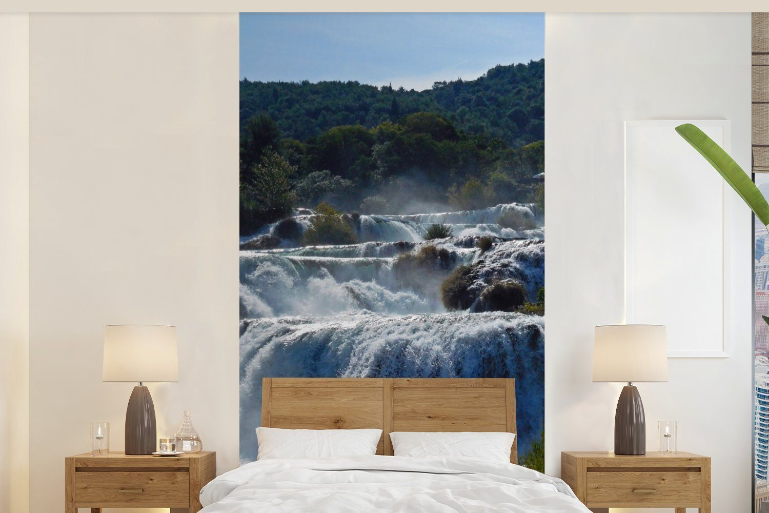 MuchoWow Fototapete Gestapelte Wasserfälle in den Flüssen des Krka-Nationalparks in, Matt, bedruckt, (2 St), Vliestapete für Wohnzimmer Schlafzimmer Küche, Fototapete