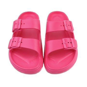 Ital-Design Damen Mules Strand Plateausandaletten (86192904) Flach Pantoletten in Pink