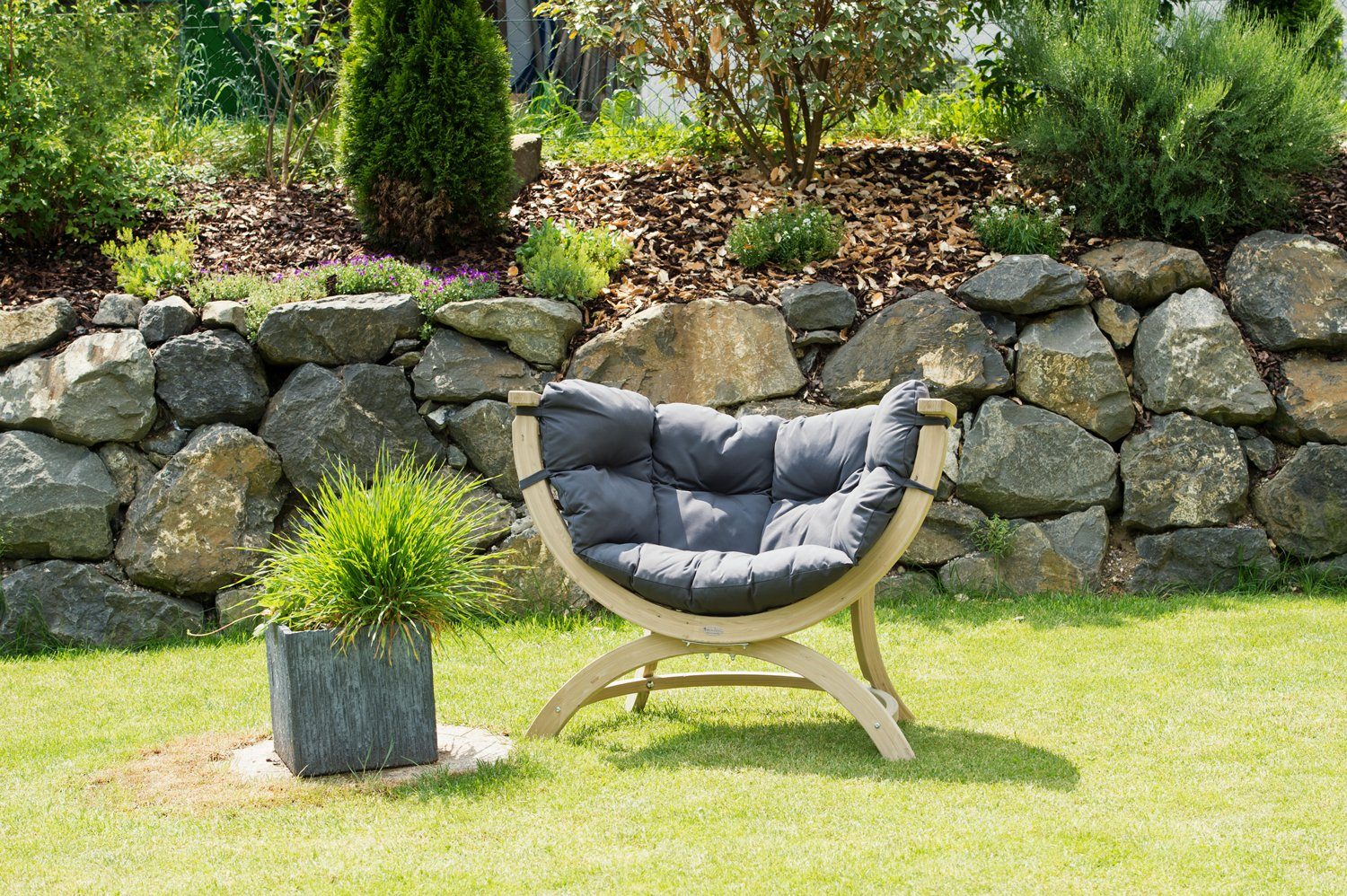 Amazonas Loungeset Sessel Siena Uno Anthracite aus FSC Fichtenholz