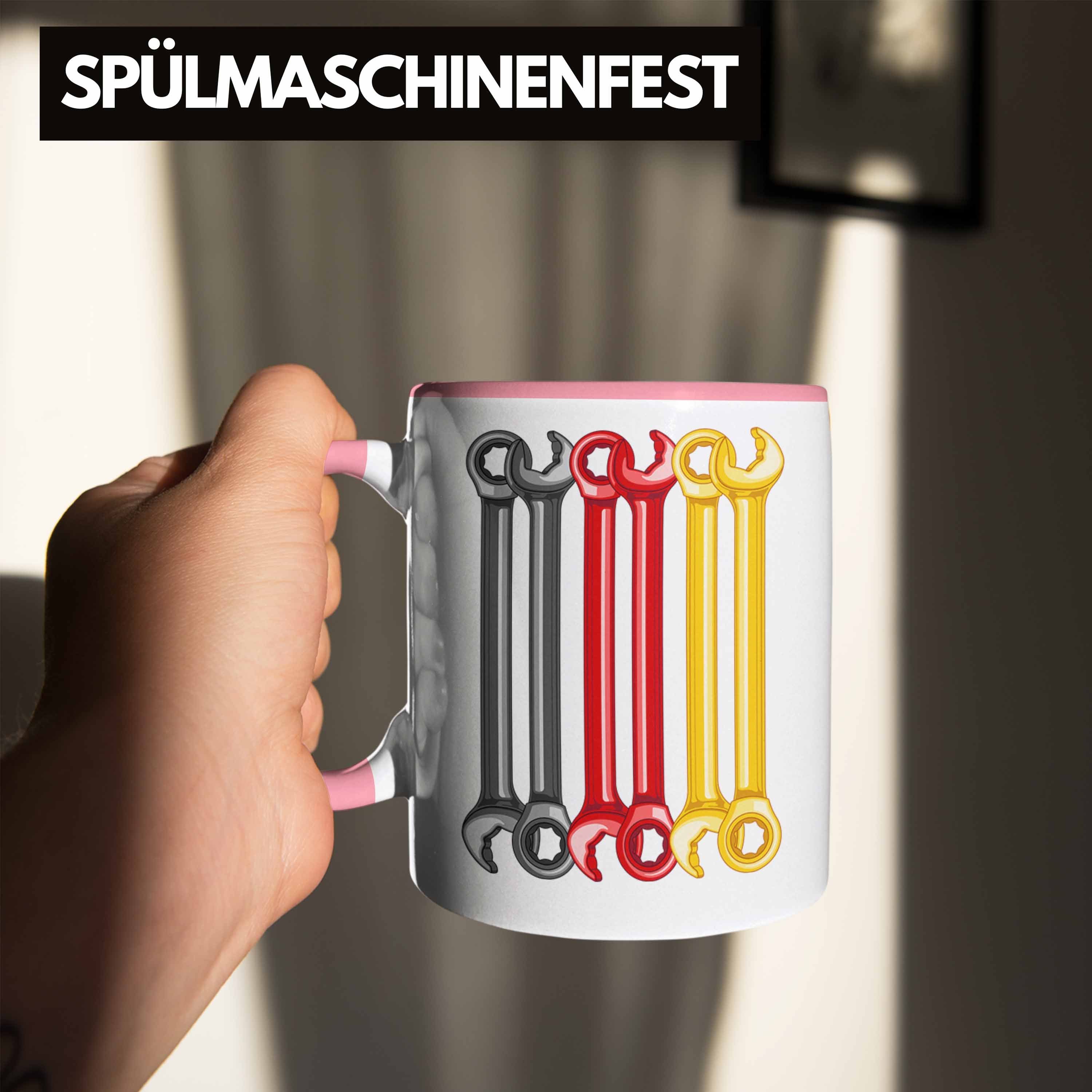 Tasse Geschenk Lustig Deutschland - Rosa Tasse Mechatroniker Trendation Tasse KFZ Werkstatt Flagge Trendation Automechaniker Mechaniker