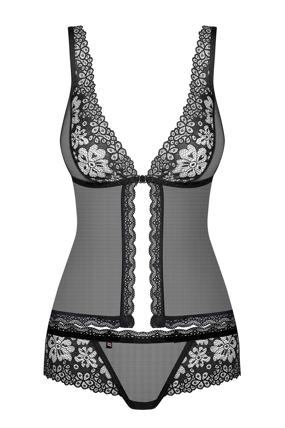 Obsessive Babydollkleid Transparentes Damen Dessous Babydoll schwarz aus Netzmaterial und flor