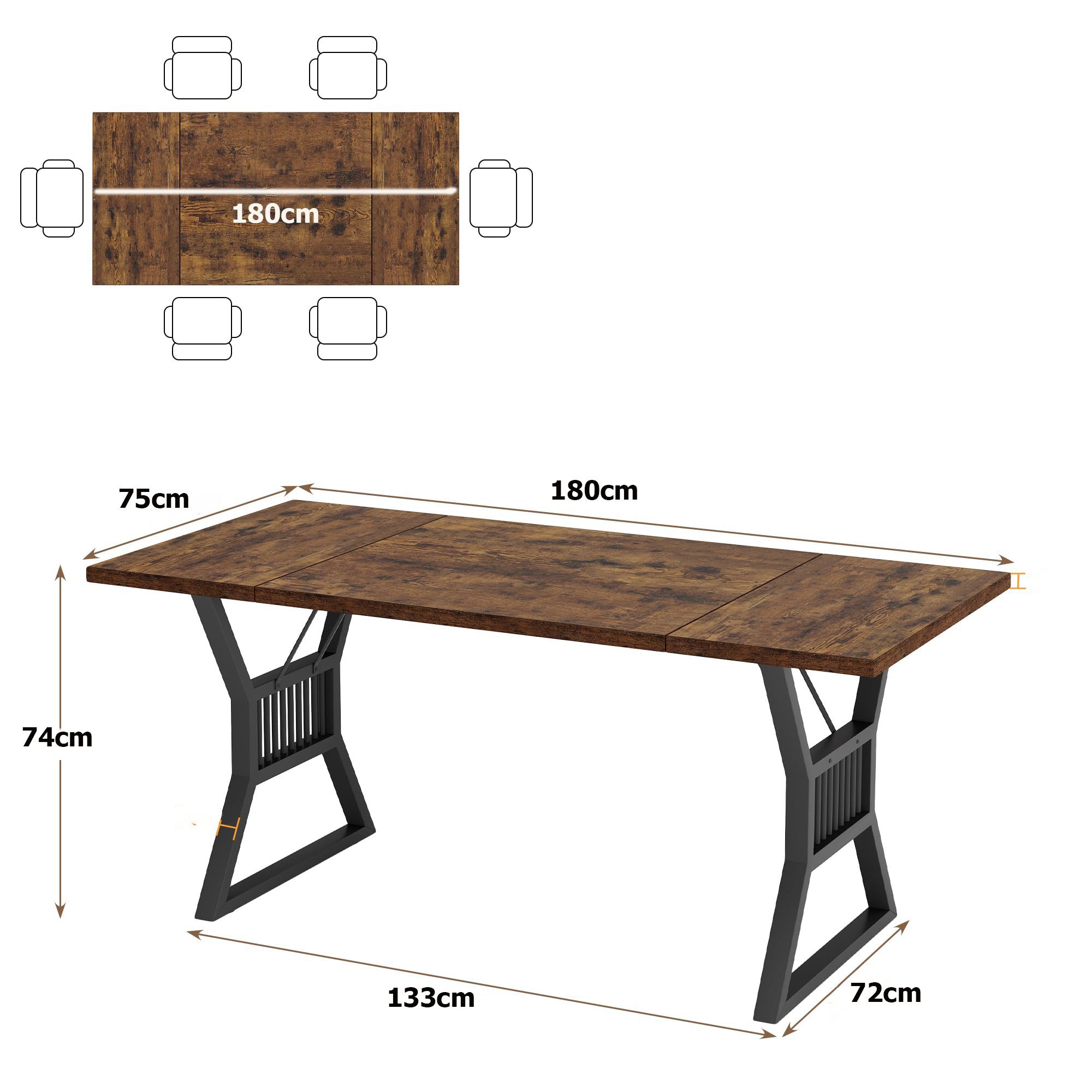 GarveeMore Esstisch Esstisch für 4-6 Personen Industrieller Küchentisch 180 günstig online kaufen