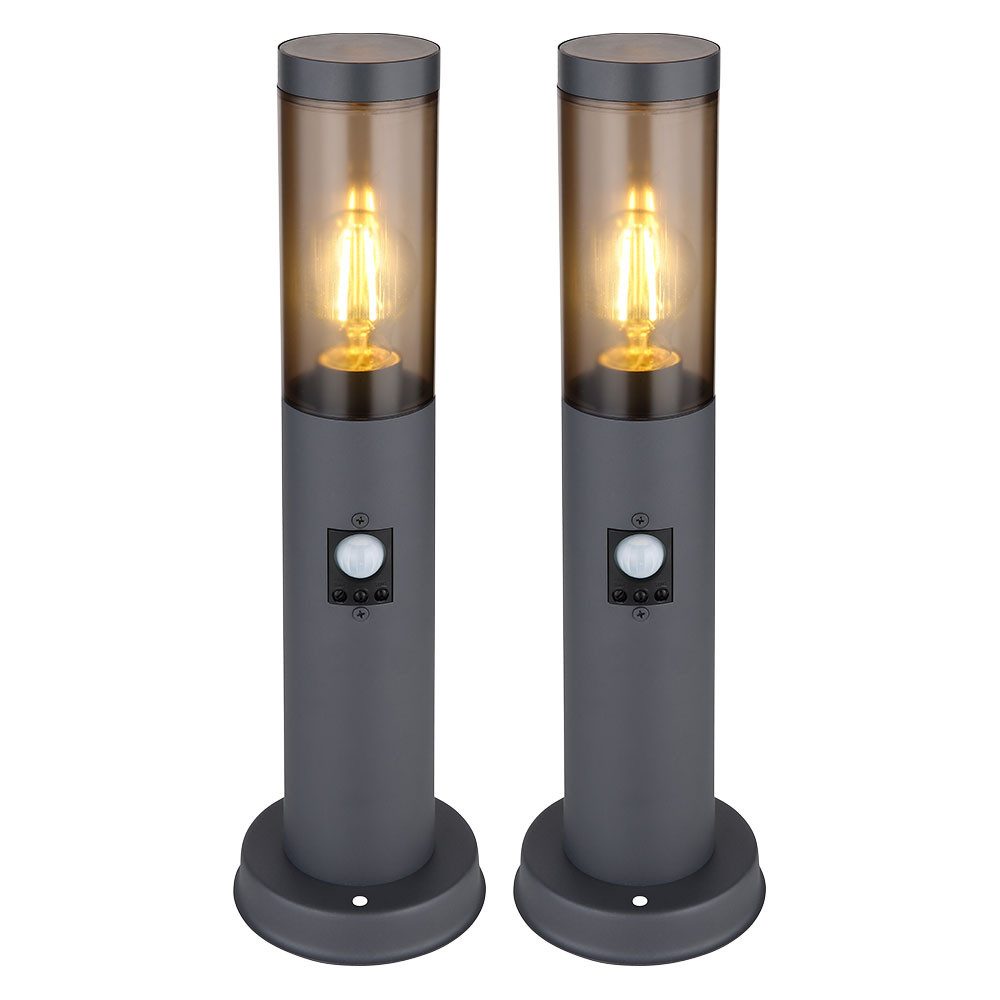 GLOBO LIGHTING Stehlampe, Leuchtmittel nicht inklusive, Außenbeleuchtung Standleuchte Sockelleuchte rauch anthrazit Außen 2x