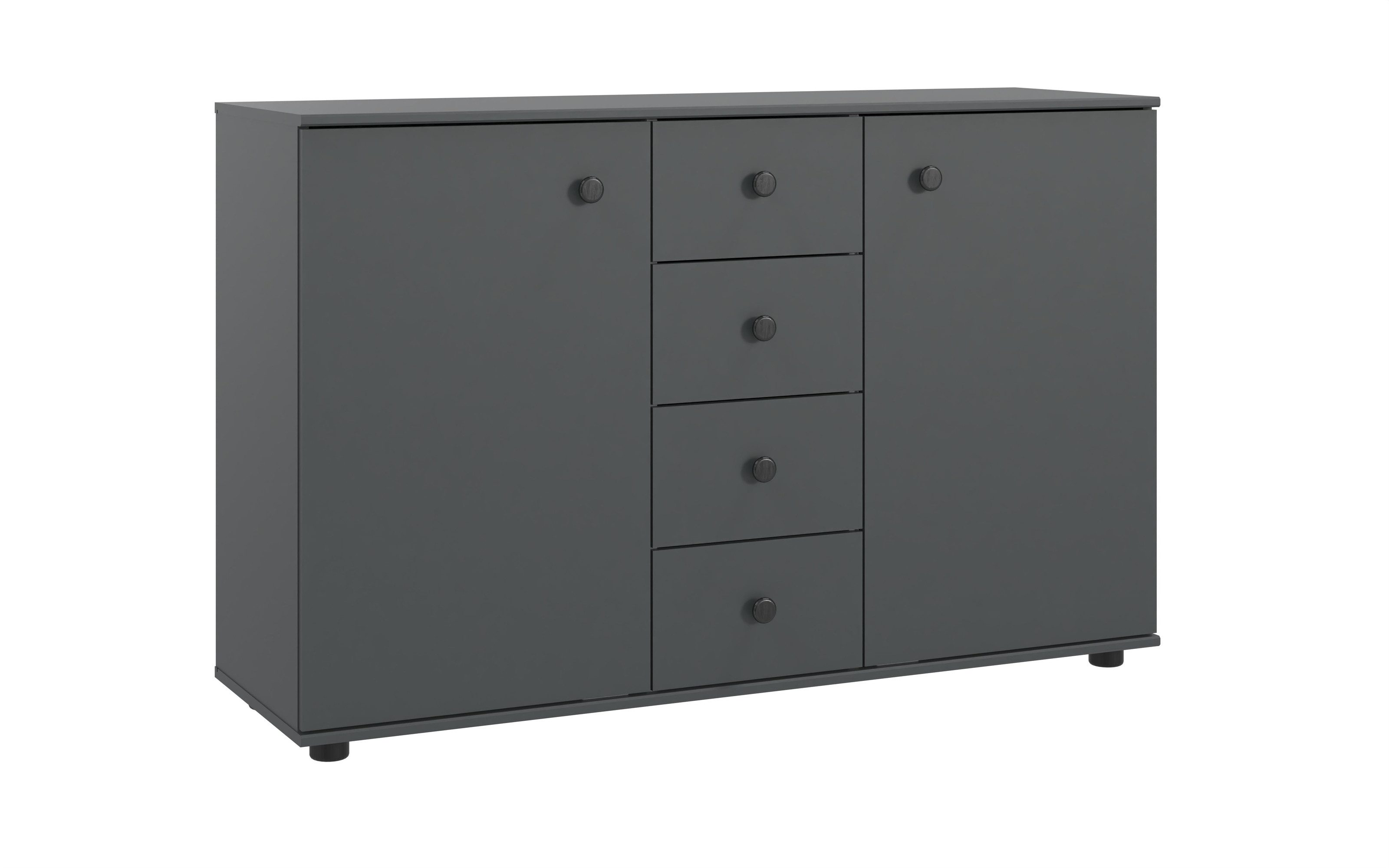 freiraum Sideboard Chalet, 2 Türen, 4 Schübe, Graphit - 130x83x41cm (BxHxT)