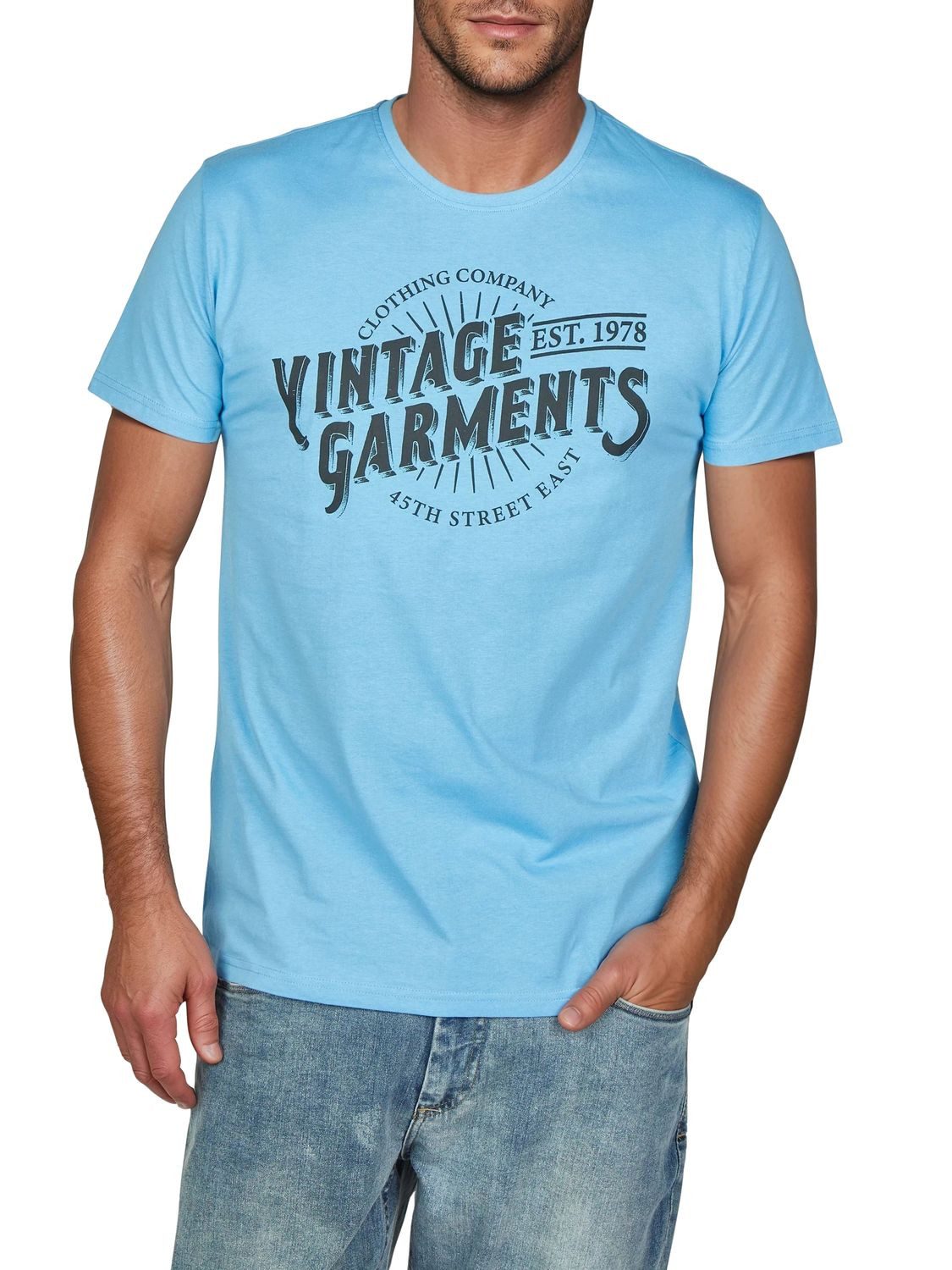 DENIMFY T-Shirt Herren Printshirt DFNuri Regular Fit (Vorteilspack, 4-tlg) Kurzarm Tee Shirt mit Rundhalsausschnitt aus 100% Baumwolle