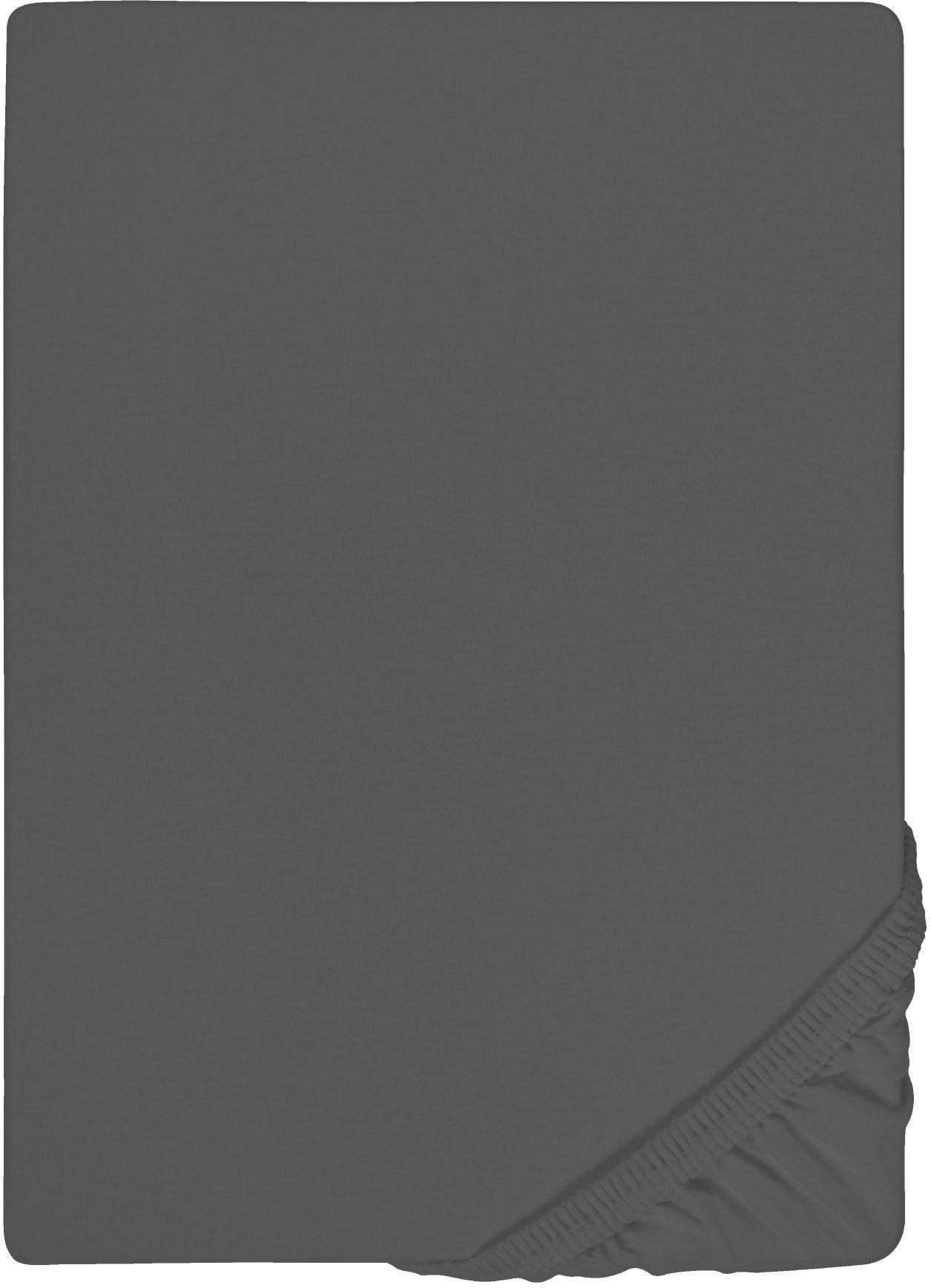 Biberna Spannbettlaken THEA Baumwoll-Jersey mit Elasthan, 160 g/m², Jersey-Elasthan, Gummizug: rundum, (1 Stück), Bettlaken für Matratzen bis 25 cm Höhe, pflegeleicht, bügelfrei