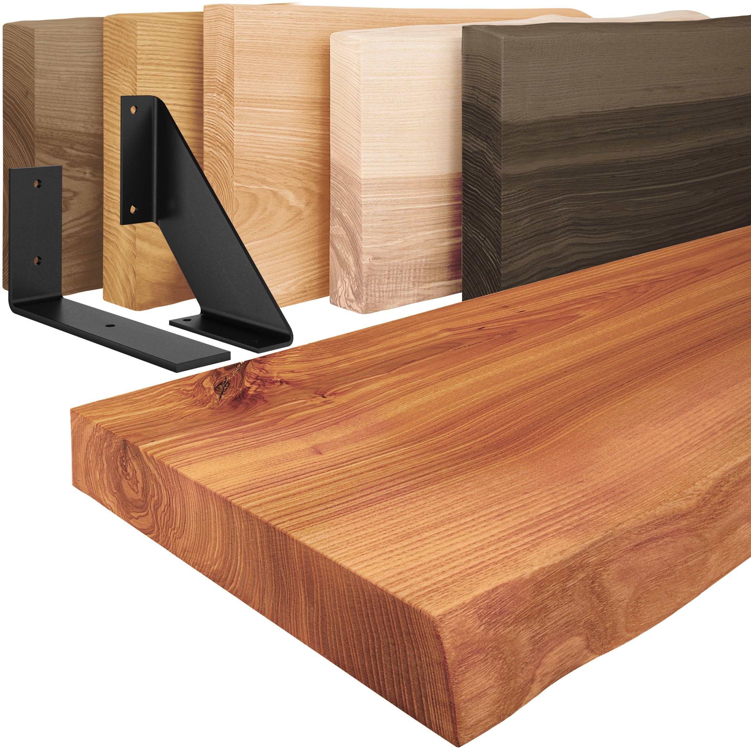 LAMO Manufaktur Wandregal Holz Baumkante Regal günstig online kaufen