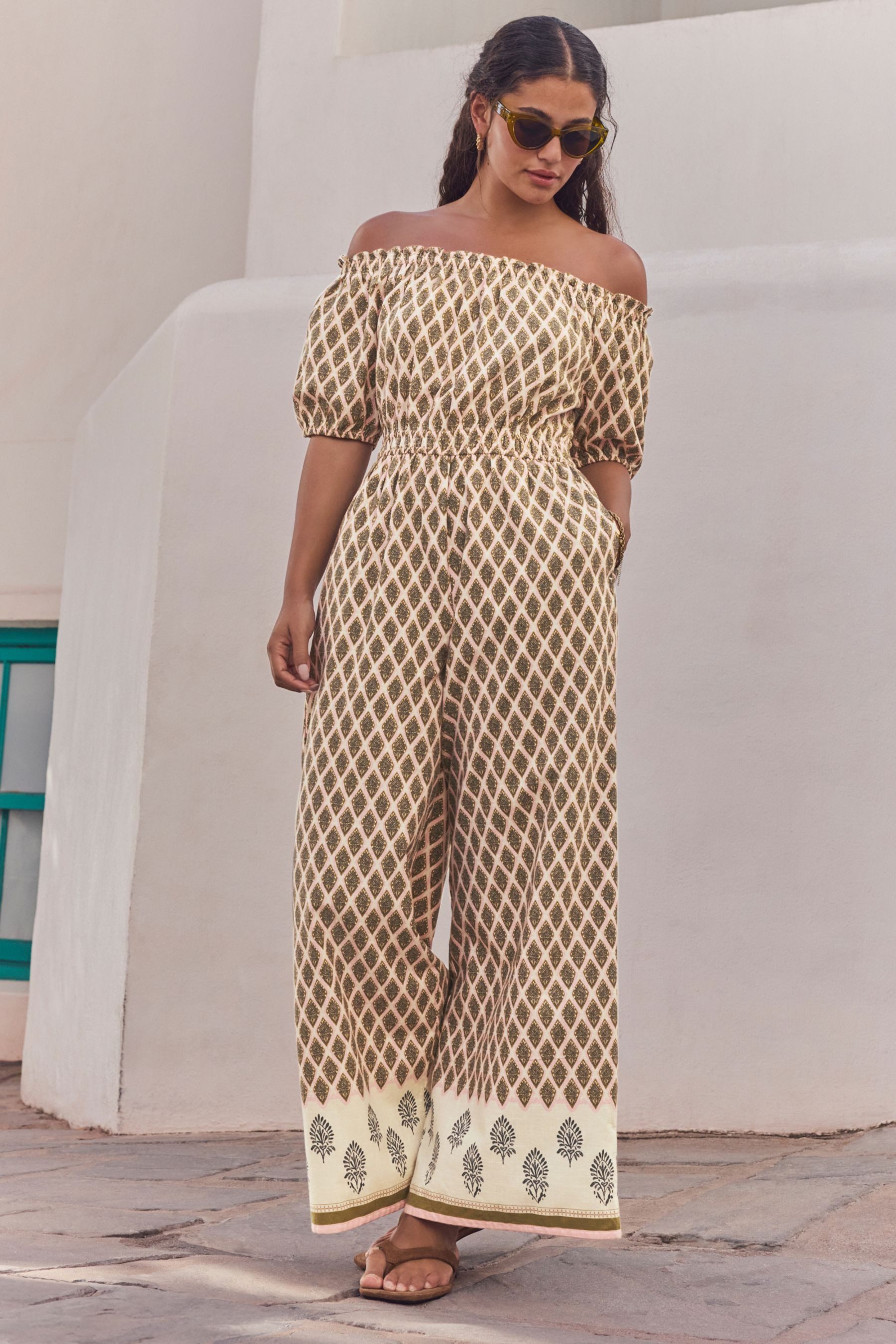 Next Jumpsuit Overall mit weitem Bein 100% Baumwolle - Petite (1-tlg)