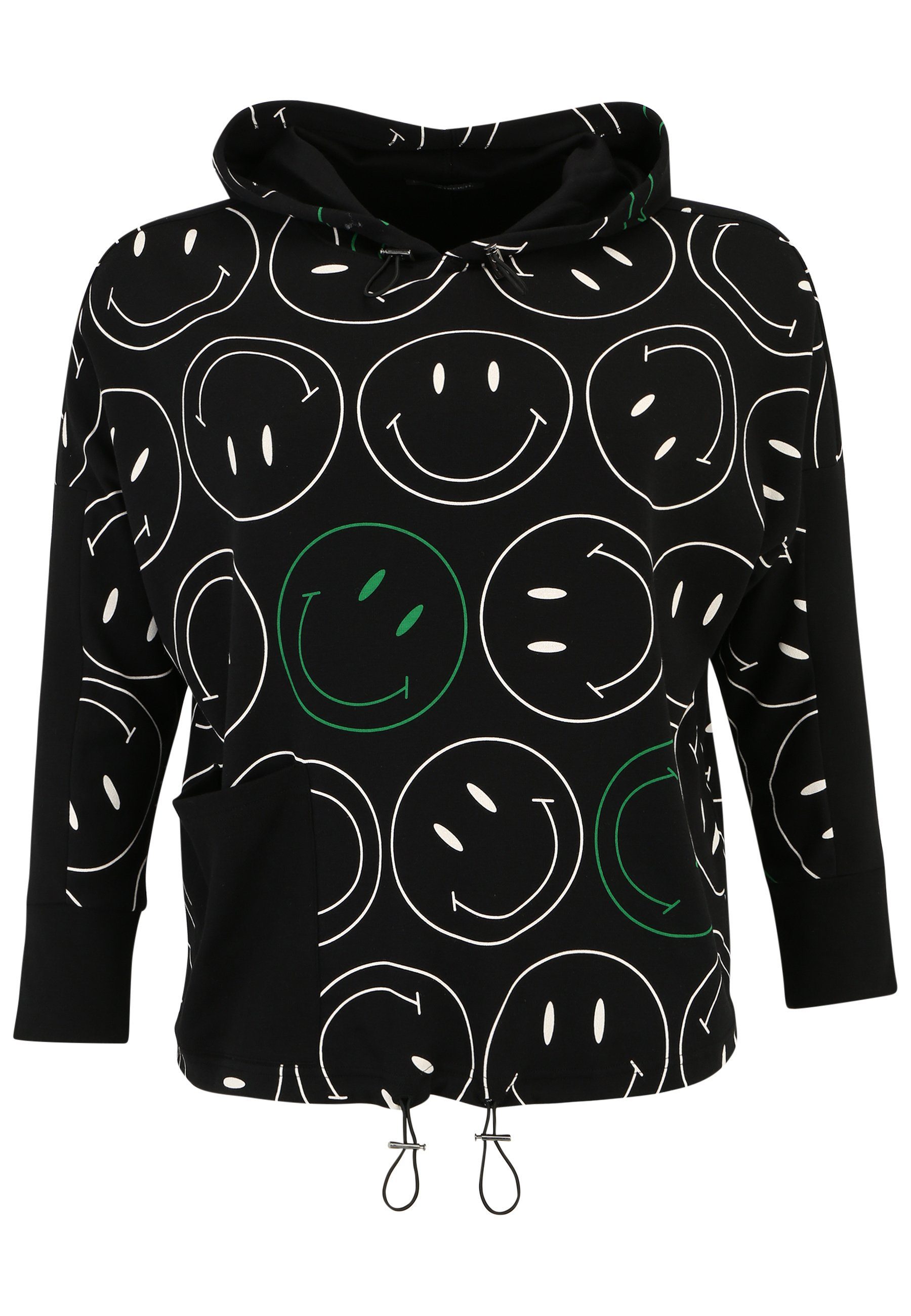 modernem Design Hoody Streich Longsleeve Doris mit und Smiley-Print mit Sweatshirt
