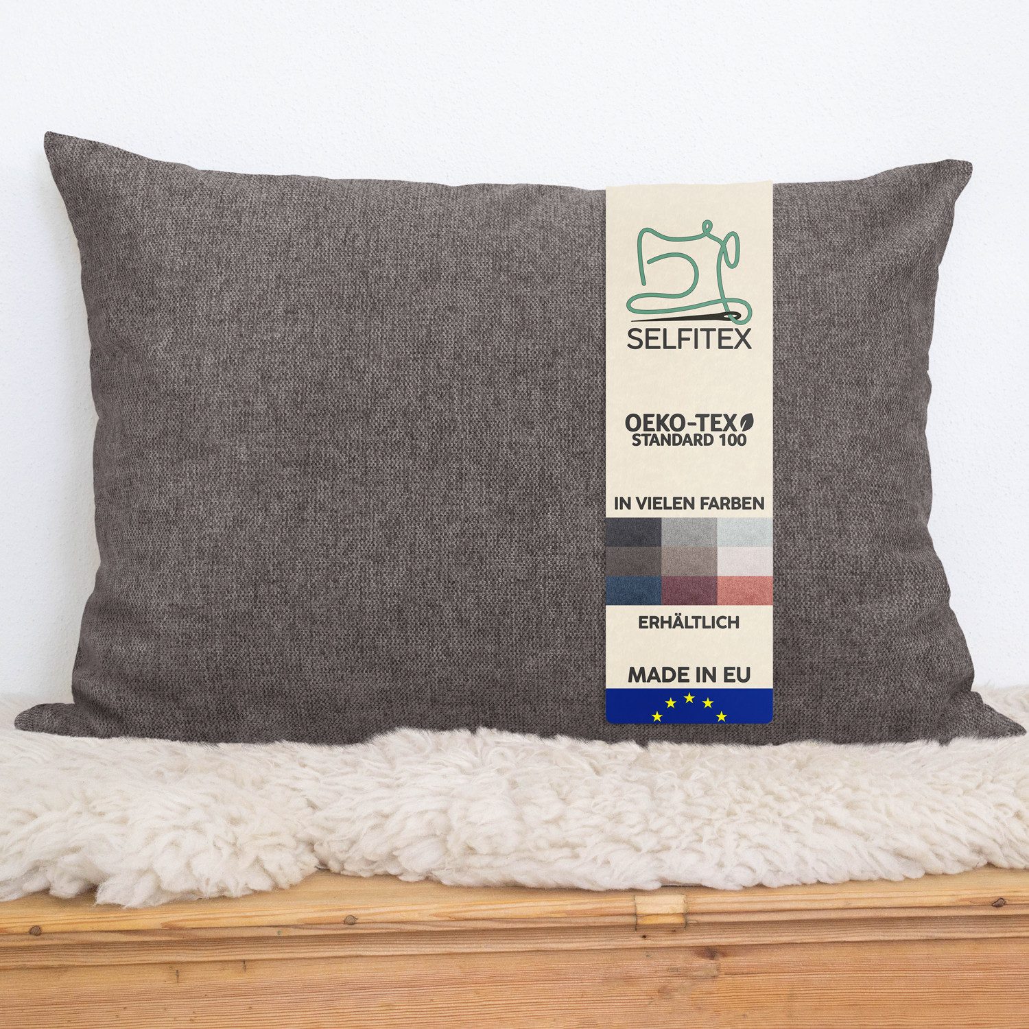 Selfitex Dekokissen 60x80 / 80x80 inkl. Füllkissen, große Farbauswahl, für Couch, Sofa und Bett