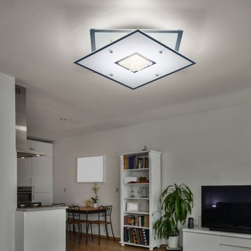 etc-shop LED Deckenleuchte, Leuchtmittel inklusive, Deckenlampe Chrom LED Deckenleuchte Kristalle Glas