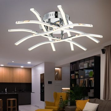 etc-shop LED Deckenleuchte, LED-Leuchtmittel fest verbaut, Warmweiß, LED Deckenleuchte Chrom Wohnzimmerleuchte Decke Designlampe Stäbe