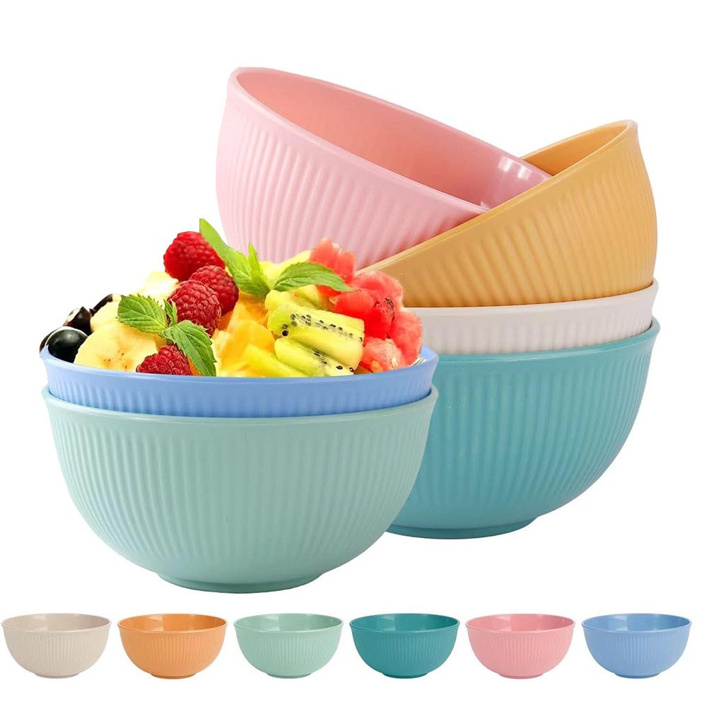 Müslischale Bowl Müslischalen 6er Set, Salatschalen, BPA frei Plastik Schüssel