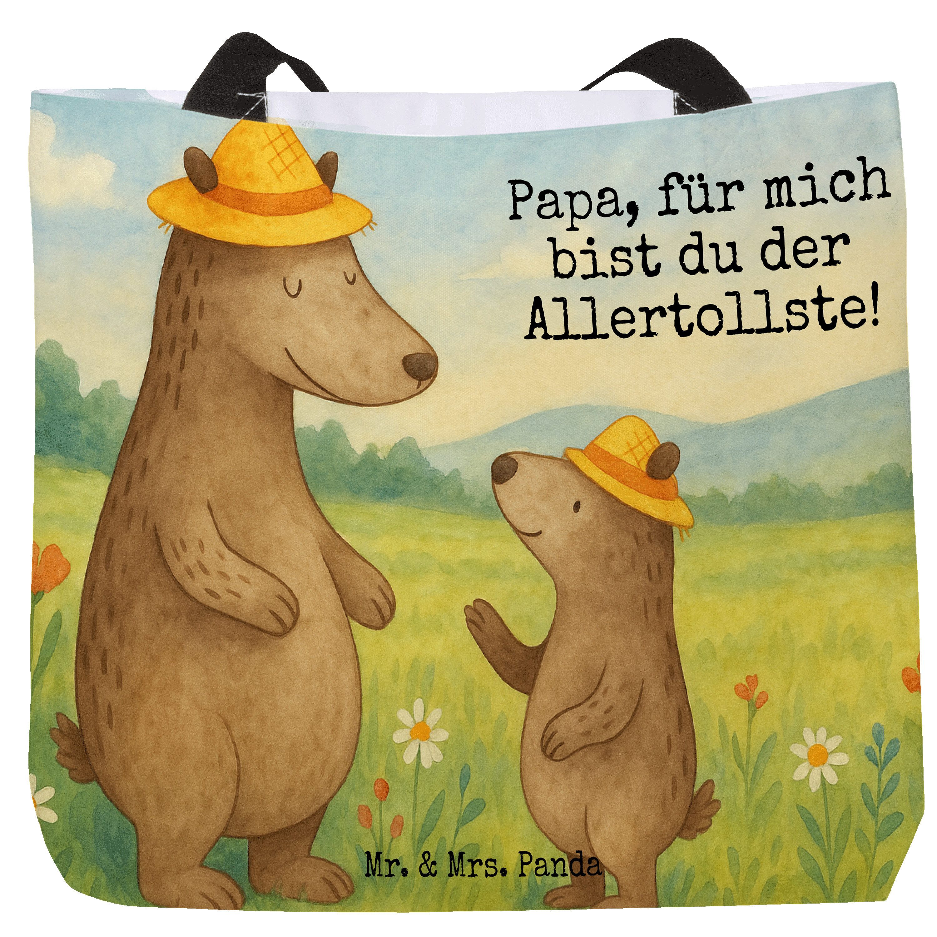 Shopper Bären mit Hut Design, Tote Bag, Weiß, Vatertag, Bag, Tasche, Geschenk
