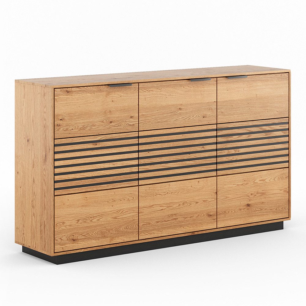 Lomadox Sideboard TIVAT-163, Eiche massiv geölt, 154 cm breit