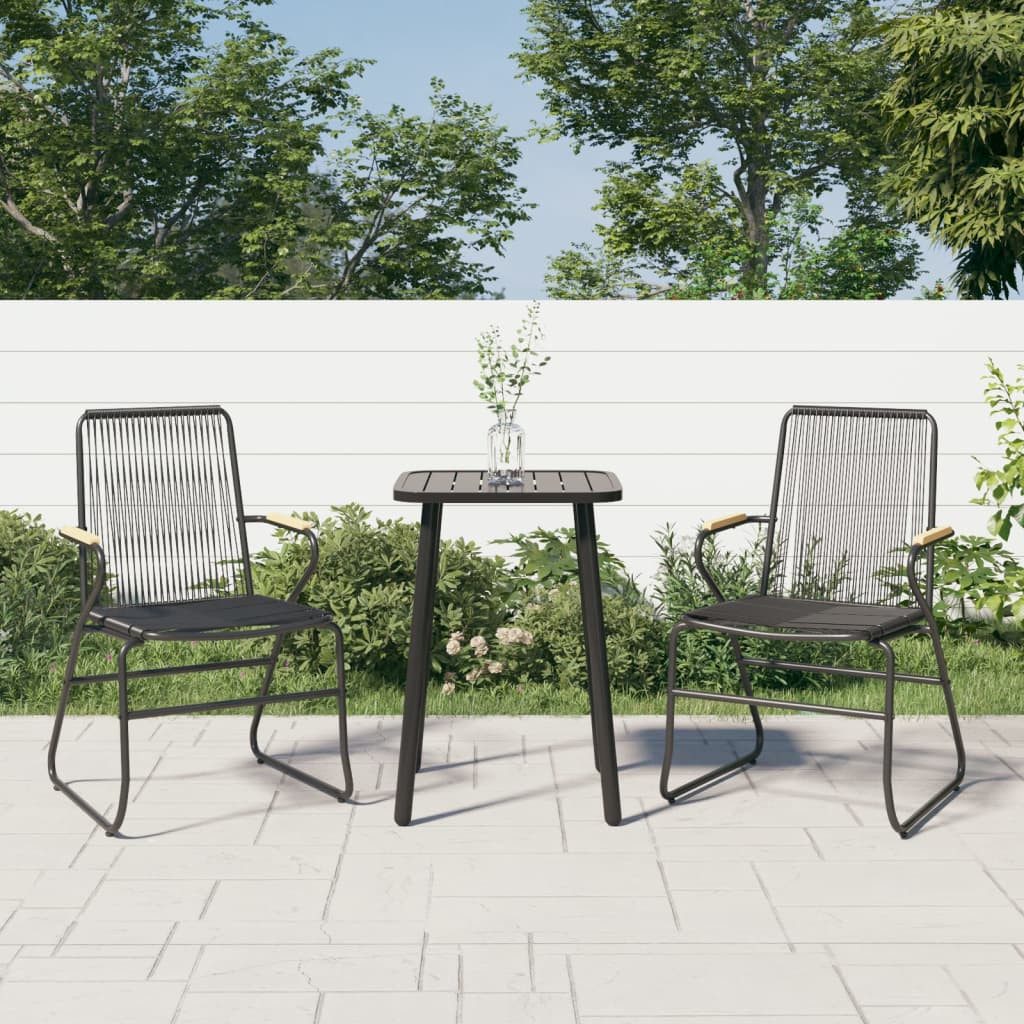 furnicato Gartenstuhl aus PVC-Rattan und Naturholz 58 x 59 x 85,5 cm Braun, UV-beständige Sitzgruppe mit Armlehnen und stabilem Stahlgestell