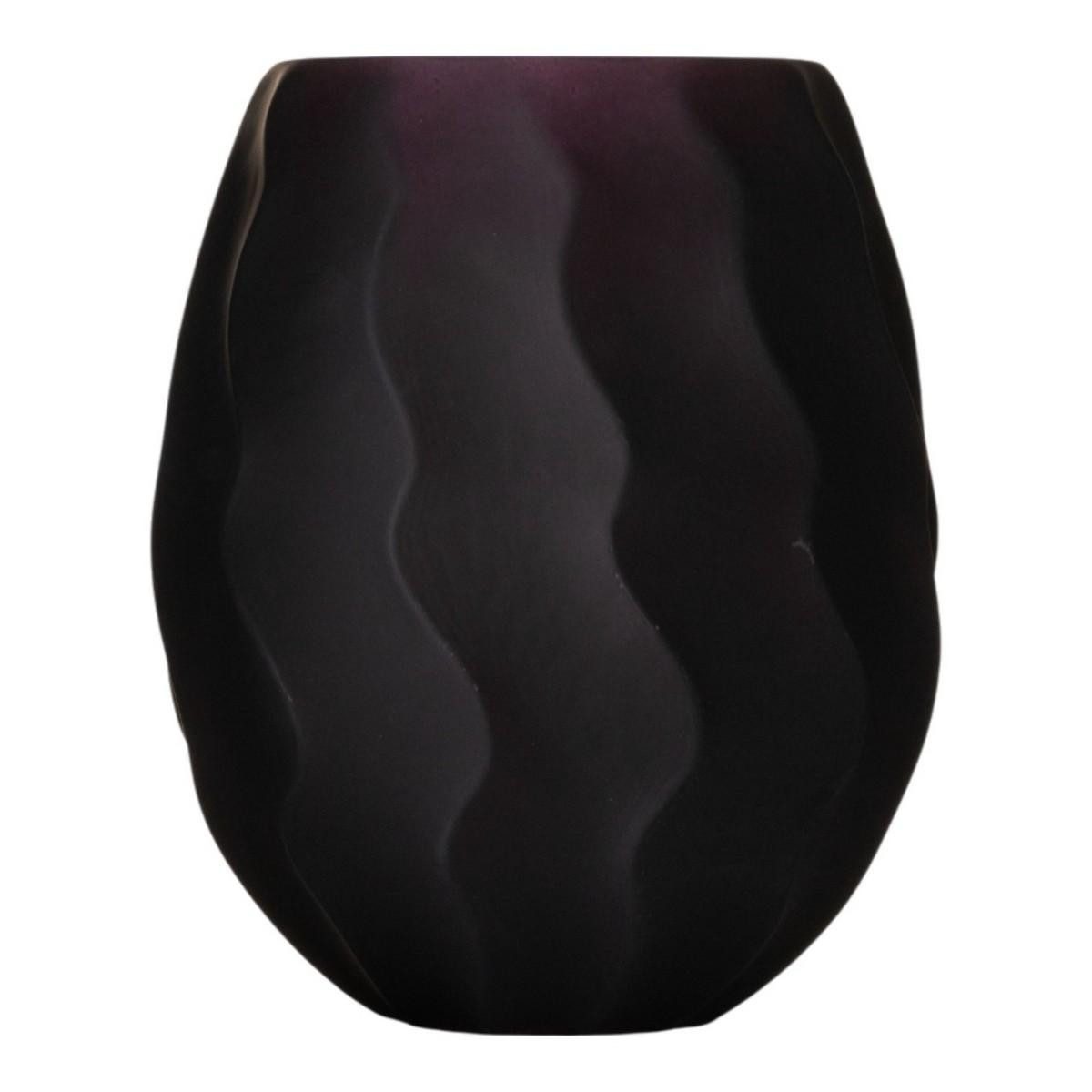 INNA-Glas Dekovase Blumenvase NASHDI, Wellenmuster, dunkelviolett, 26cm, Ø21cm