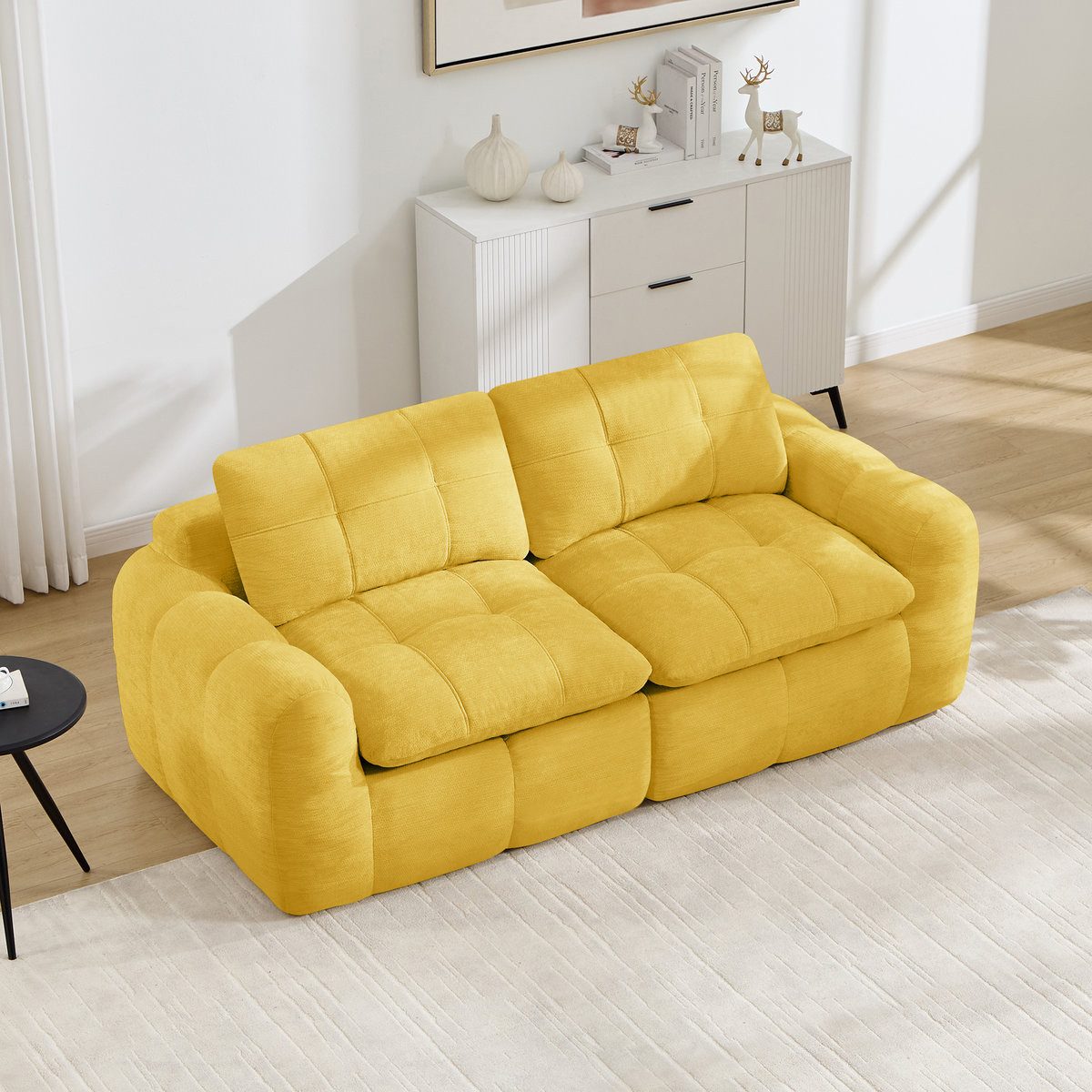 Odikalo Sofa Modulares Sofa, Ecksofa, 32D hochdichter Schaumstoff, Chenille, quadratische Tuftung, tiefe Sitzfläche, minimalistisch, montagefrei, für Wohnung, Wohnzimmer & Schlafzimmer