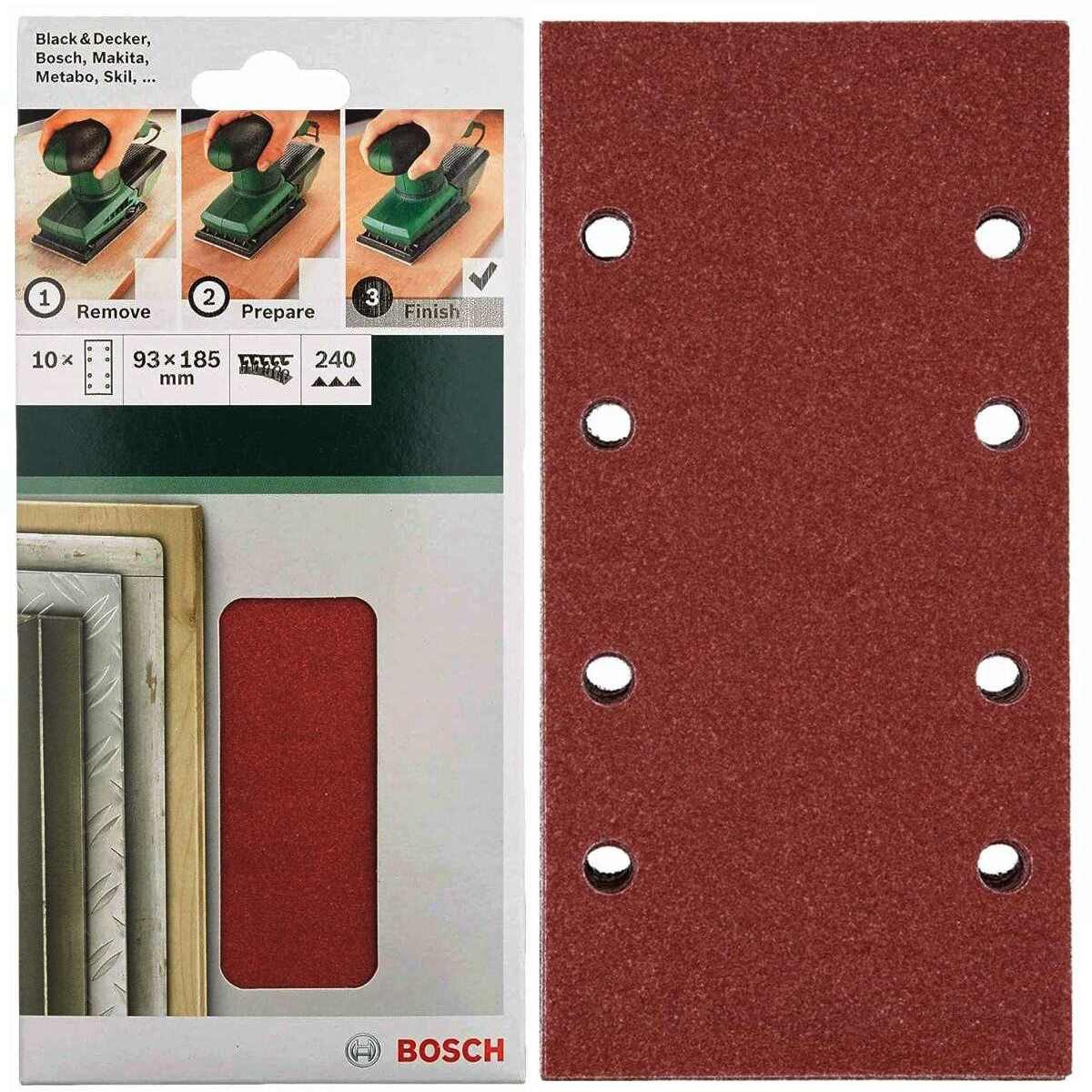 Schleifpapier Schleifblatt Klett 10 x 93 x 185 mm Körnung 240 für Schwingschleifer