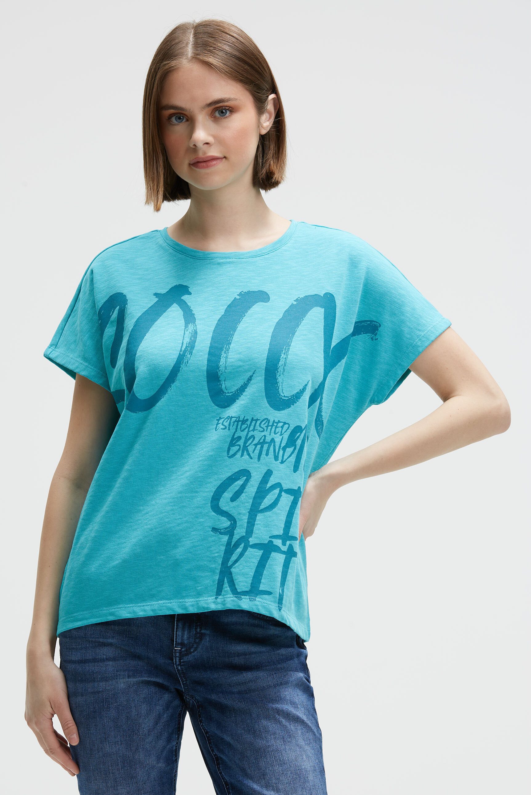 SOCCX Rundhalsshirt mit längerer Rückenpartie