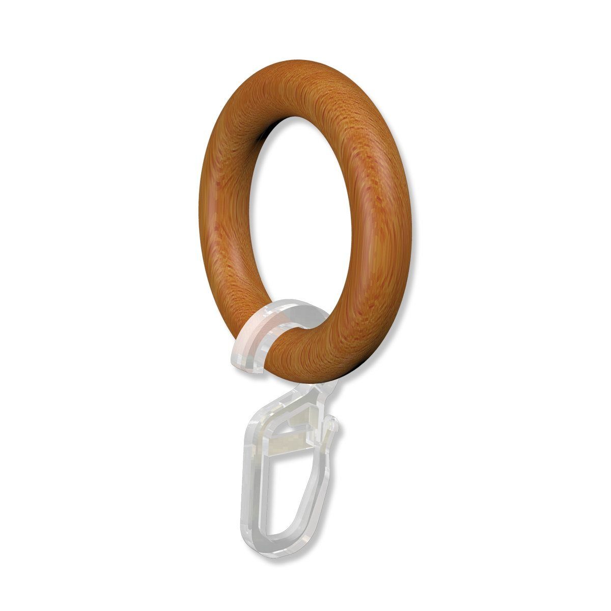 INTERDECO Gardinenring Rundringe mit Faltenhaken, für 16 mm Ø Gardinenstangen, (Packung, 12-St., Kirschbaum lackiert), Holz