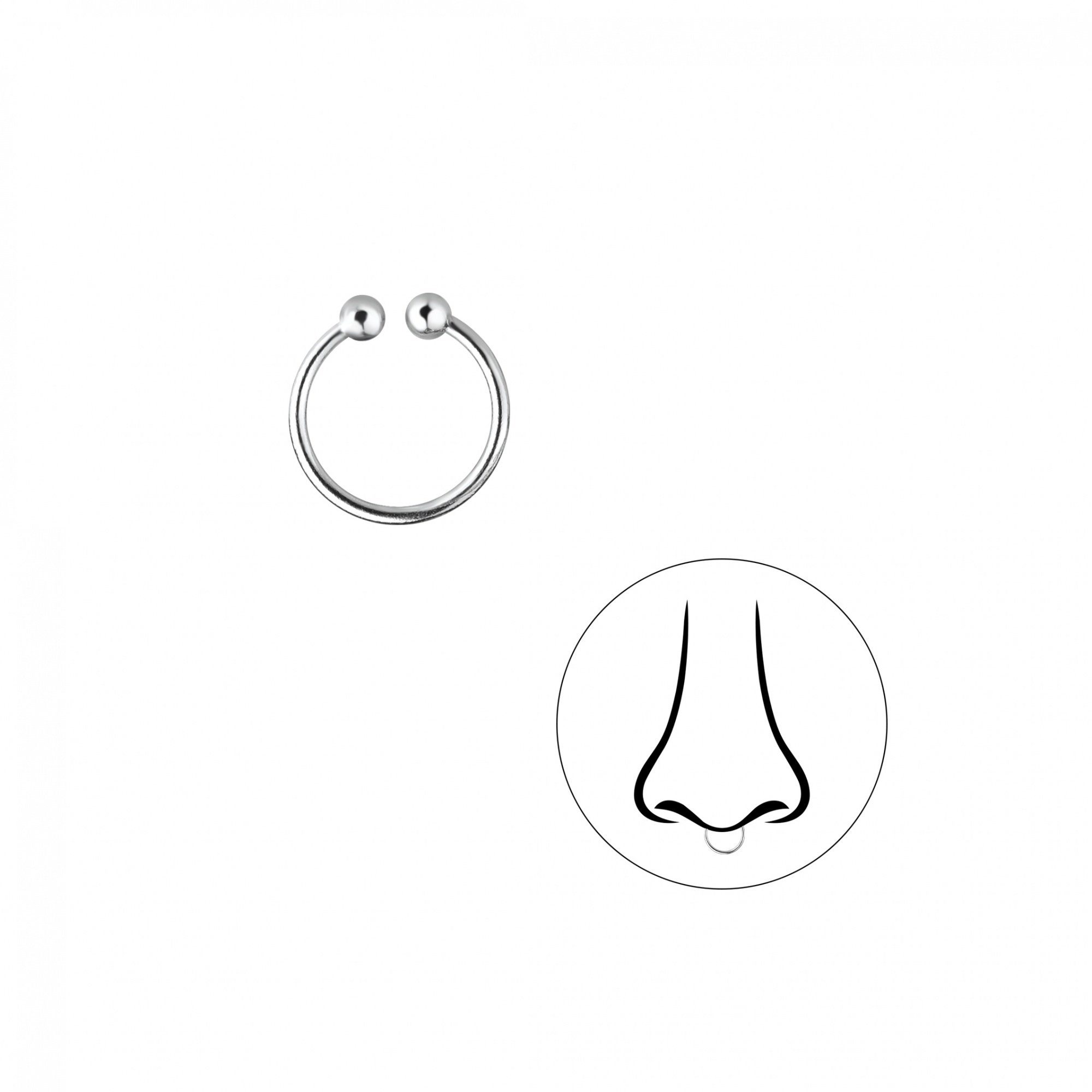 ALEXANDER YORK Nasenpiercing Septumring HUFEISEN 8 mm, 925 Sterling Silber