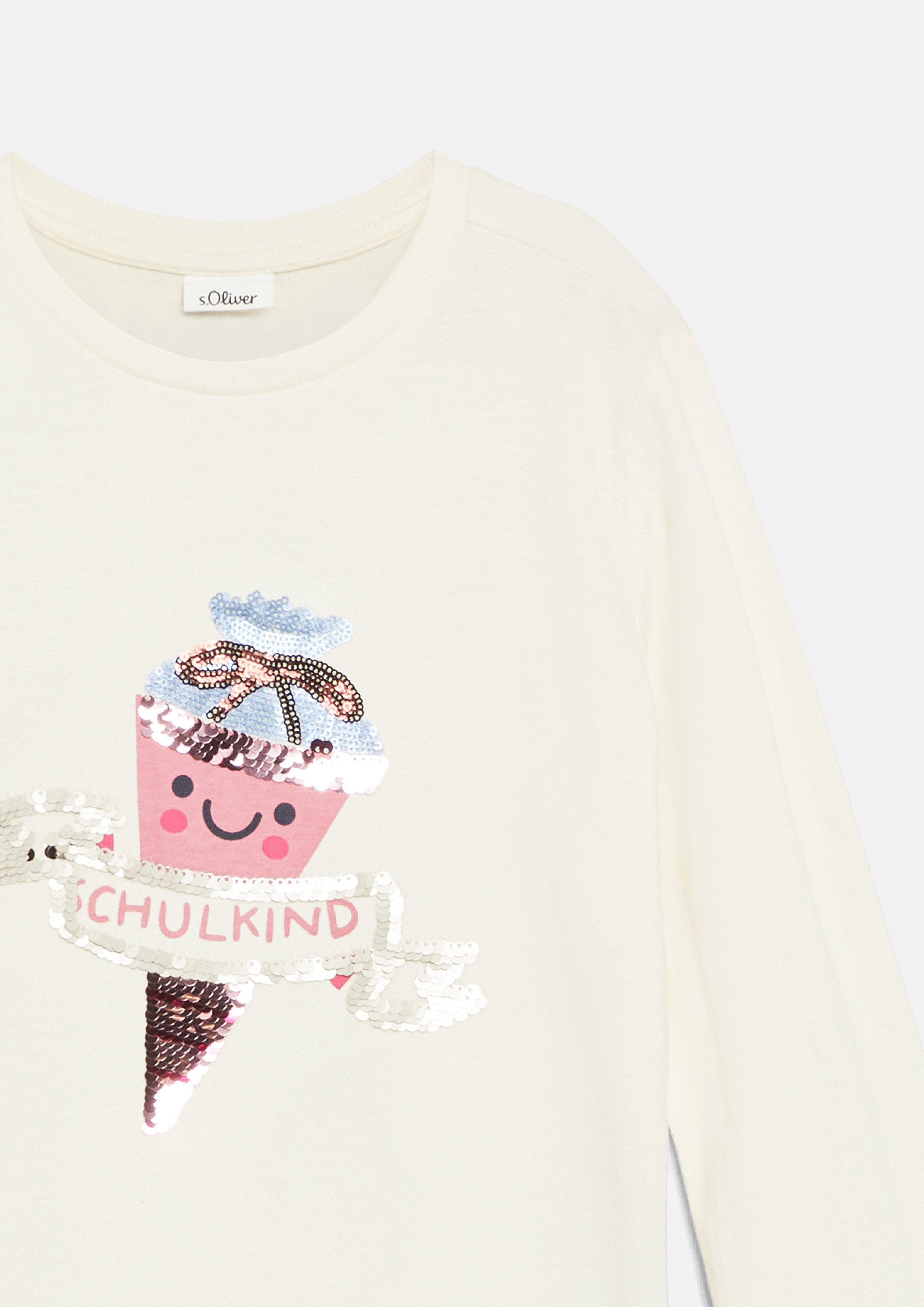 s.Oliver Junior Langarmshirt mit Pailletten-Print / für Girls
