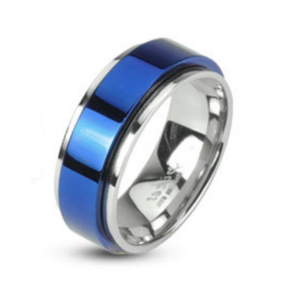 BUNGSA Fingerring 54 (17.2) Bungsa RING blau-silber - Edelstahlring (Ring, 1-tlg), Damen Herren