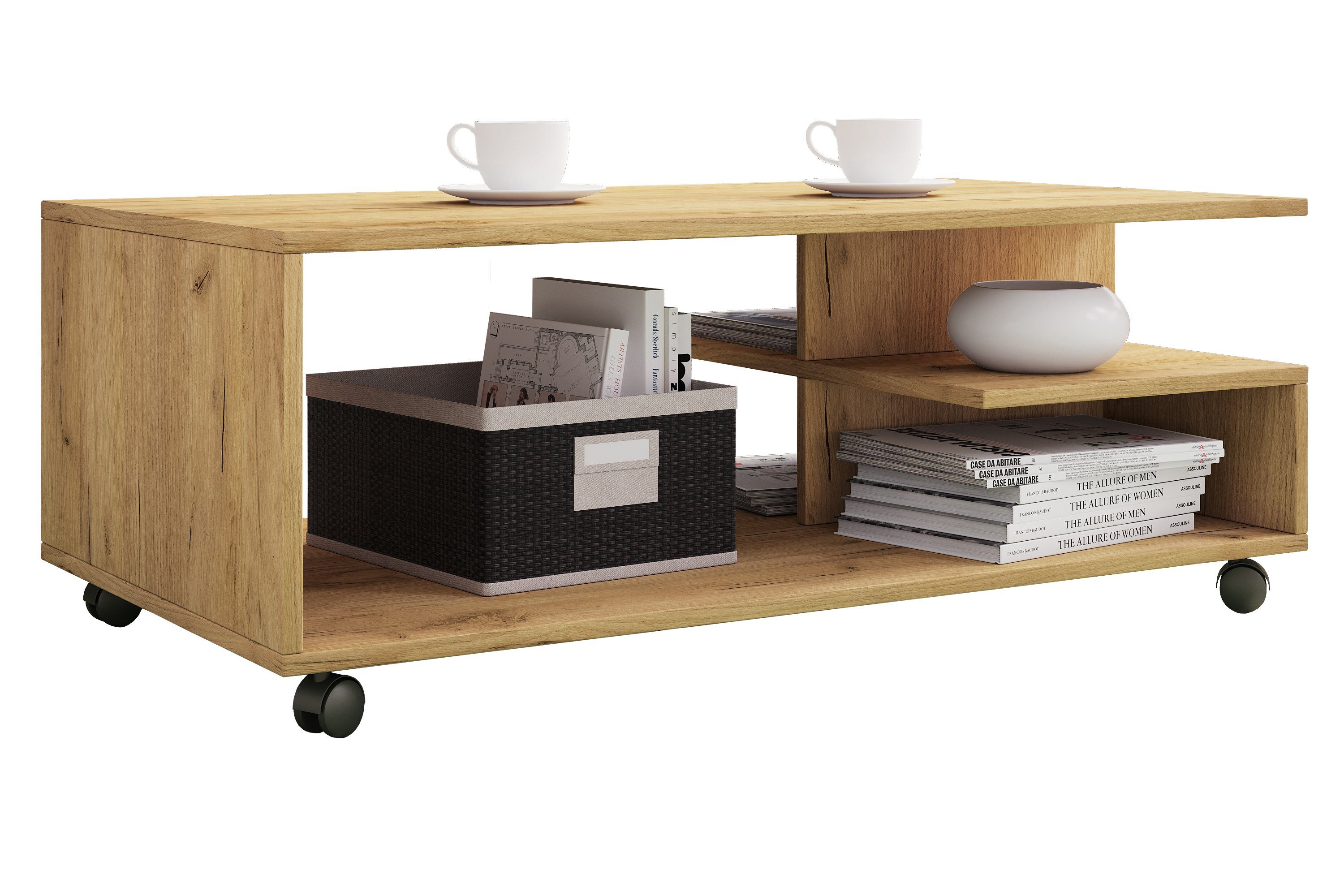 VCM Couchtisch Holz Sofatisch Couchtisch Rollen günstig online kaufen