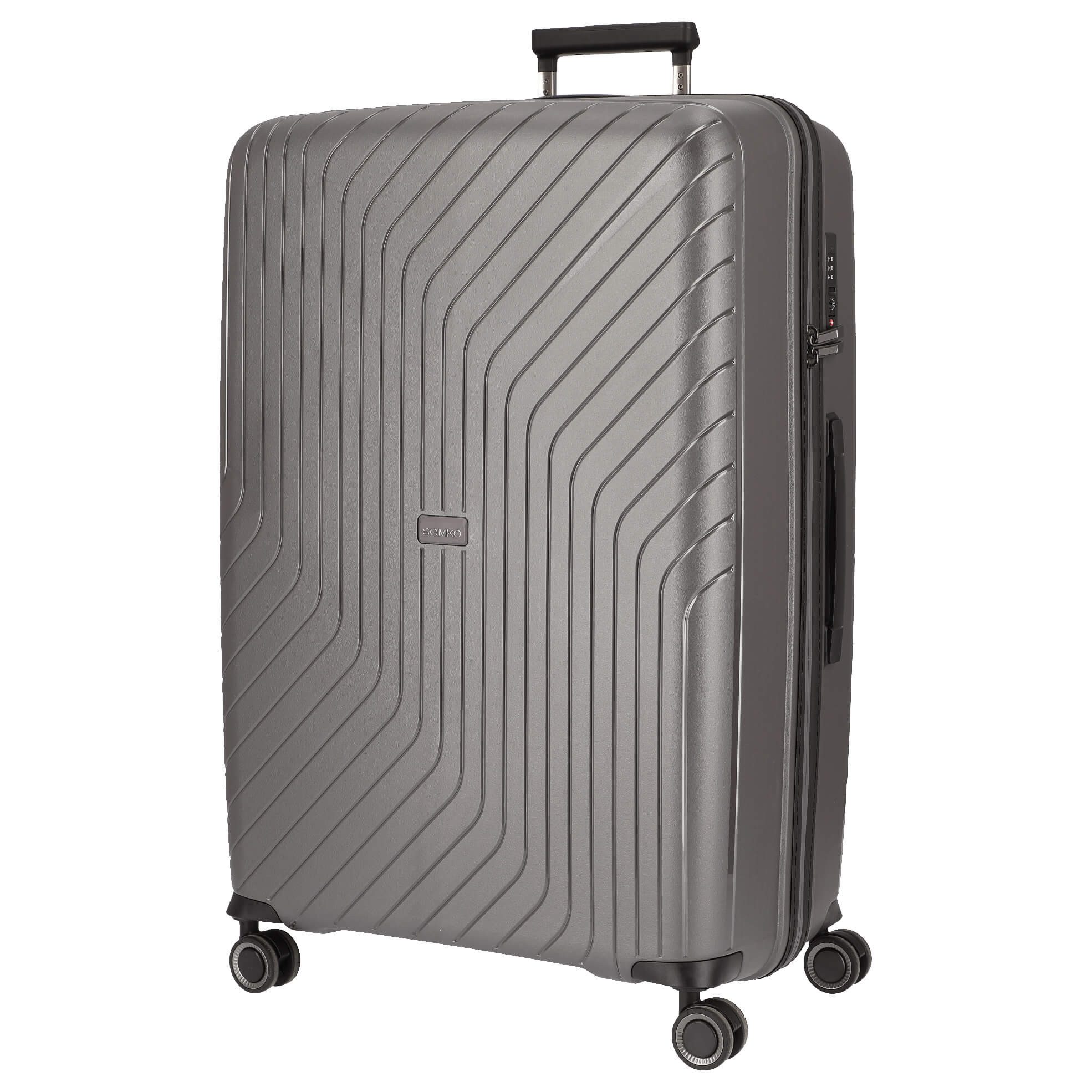 SOMKO Koffer Wave - 4-Rollen-Trolley L 77 cm (anthrazit), 4 Rollen