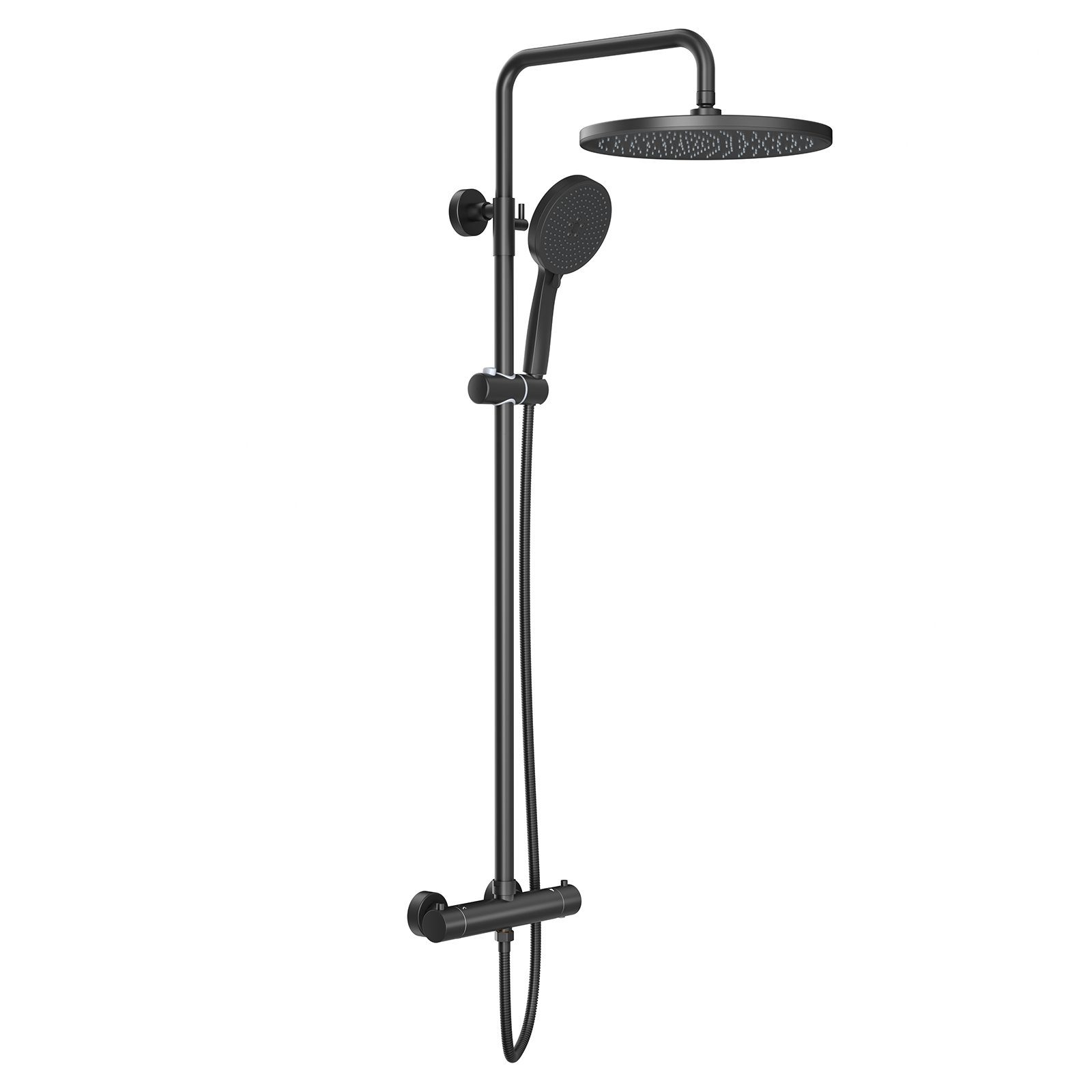Rainsworth Duschsystem mit Thermostat, 3 Strahlart(en), komplett-set, 92-126 cm Duschstangen Edelstahl Duschamaturenset Wassersparend