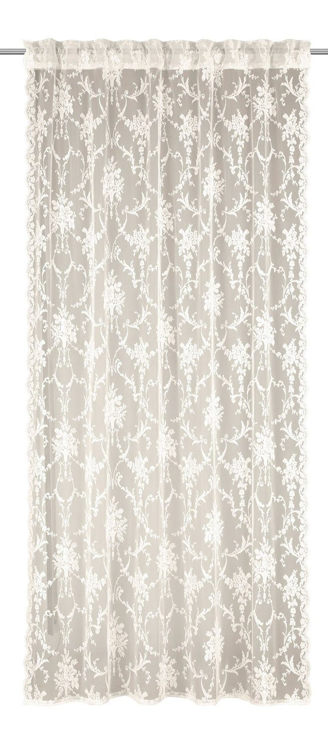 Vorhang Verdeckter Schlaufenschal FANCY, 140 x 245 cm, Albani, verdeckte  Schlaufen, halbtransparent, Polyester, Beige, mit Blumenmuster