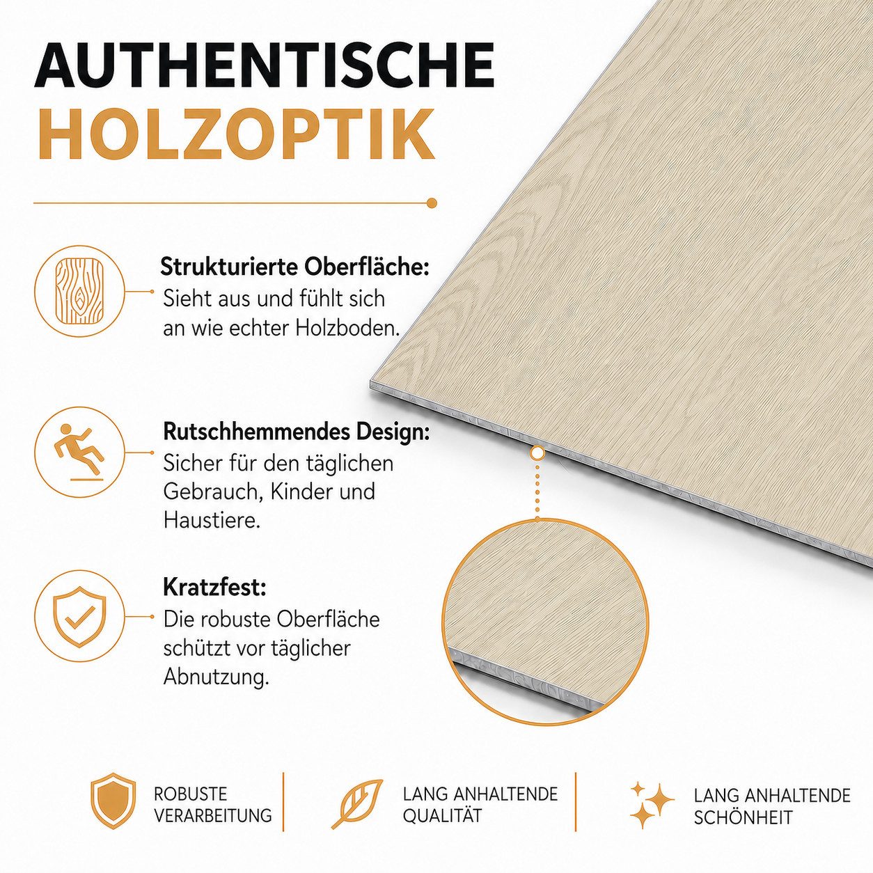 BlingBin Vinylboden PVC-Bodenfliesen selbstklebend in Holzoptik, 54 Stück, ca. 4,86 m², zuschneidbar, Rutschfest Wasserfest, DIY Boden Renovierung, 54er Set, Ma – Bild 5 von 5