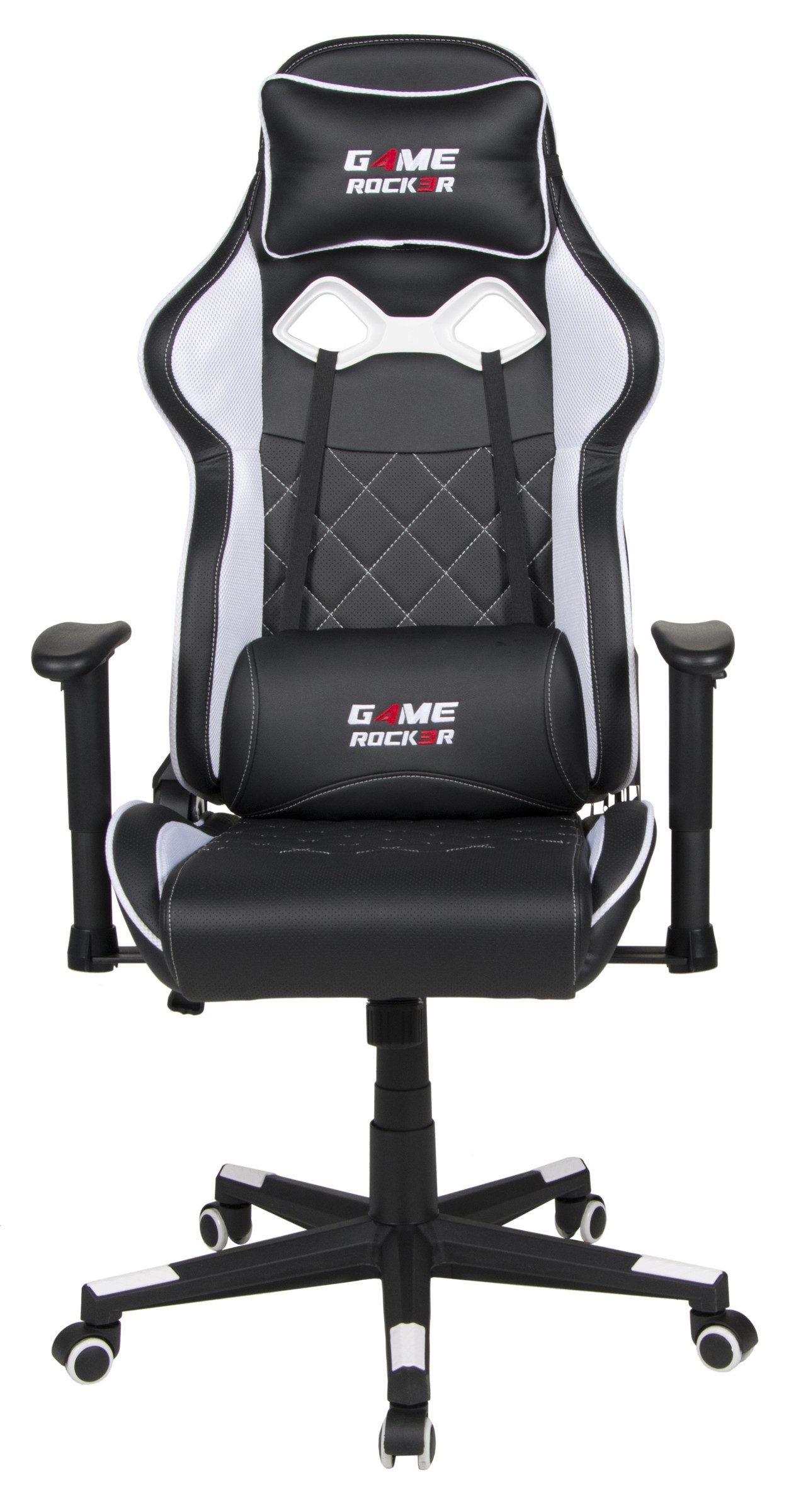 Duo Collection Gaming-Stuhl Game-Rocker, Racer-Design, schwarz / weiß - 66x128x66cm (BxHxT)