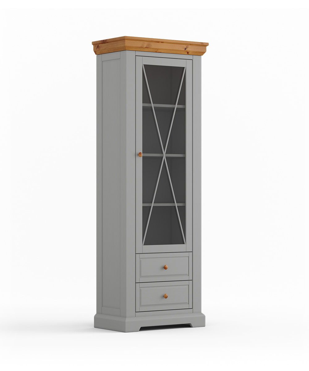 Feldmann-Wohnen Vitrine Marone Elite (mit Türen, mit Einlegeböden, mit Glaseinsatz, 1-St., Massivholz, geölte Oberfläche) Massivholz geölt 70x41x200cm