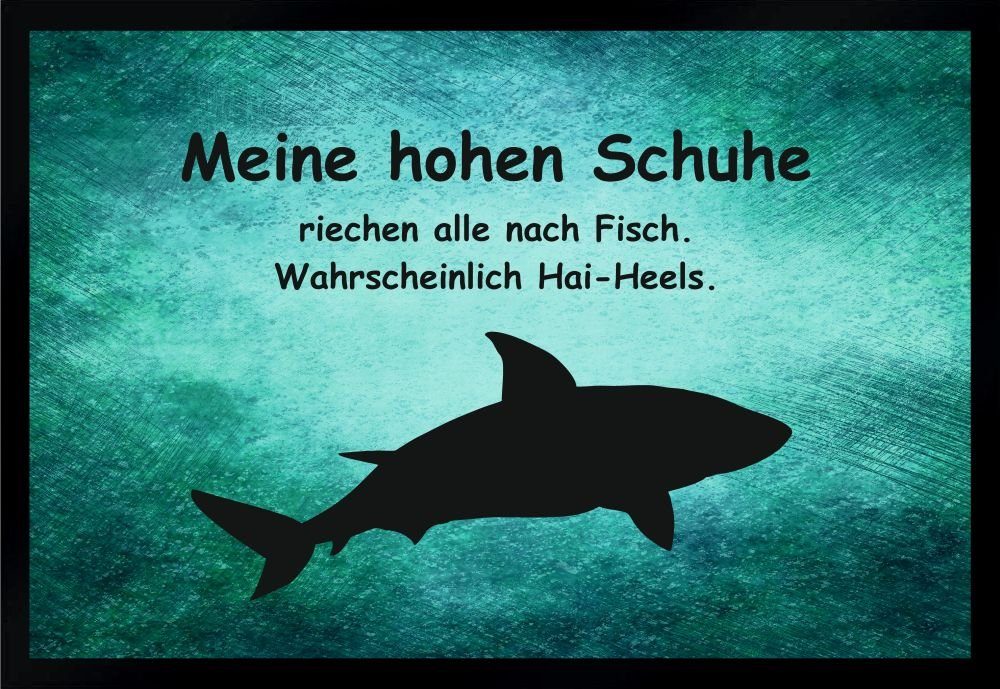 Fußmatte Schmutzfangmatte Schuhe riechen nach Fisch Hai Heels F1103, Ladreas, 60x40