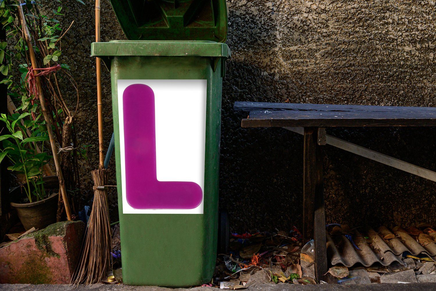 MuchoWow Container, Sticker, Abfalbehälter lila St), Mülltonne, Wandsticker L (1 Ein Mülleimer-aufkleber, großes