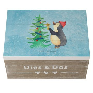 Mr. & Mrs. Panda Dekokiste 22 x 15 cm Pinguin Weihnachtsbaum - Eisblau - Geschenk, Winter, Kiste (1 St), Handverlesene Designs