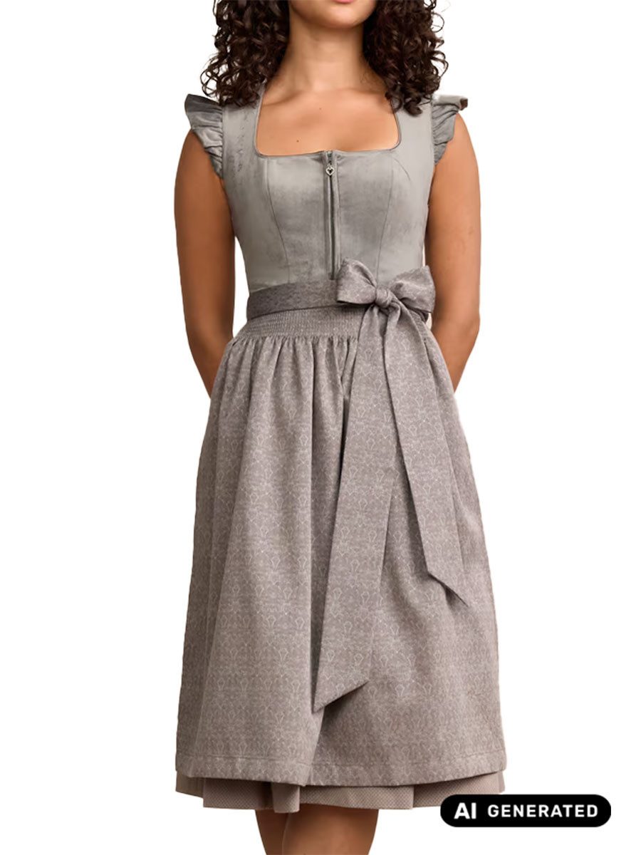 Krüger Madl Dirndl Dirndl Tisha 70cm Länge grau – Bild 2 von 3