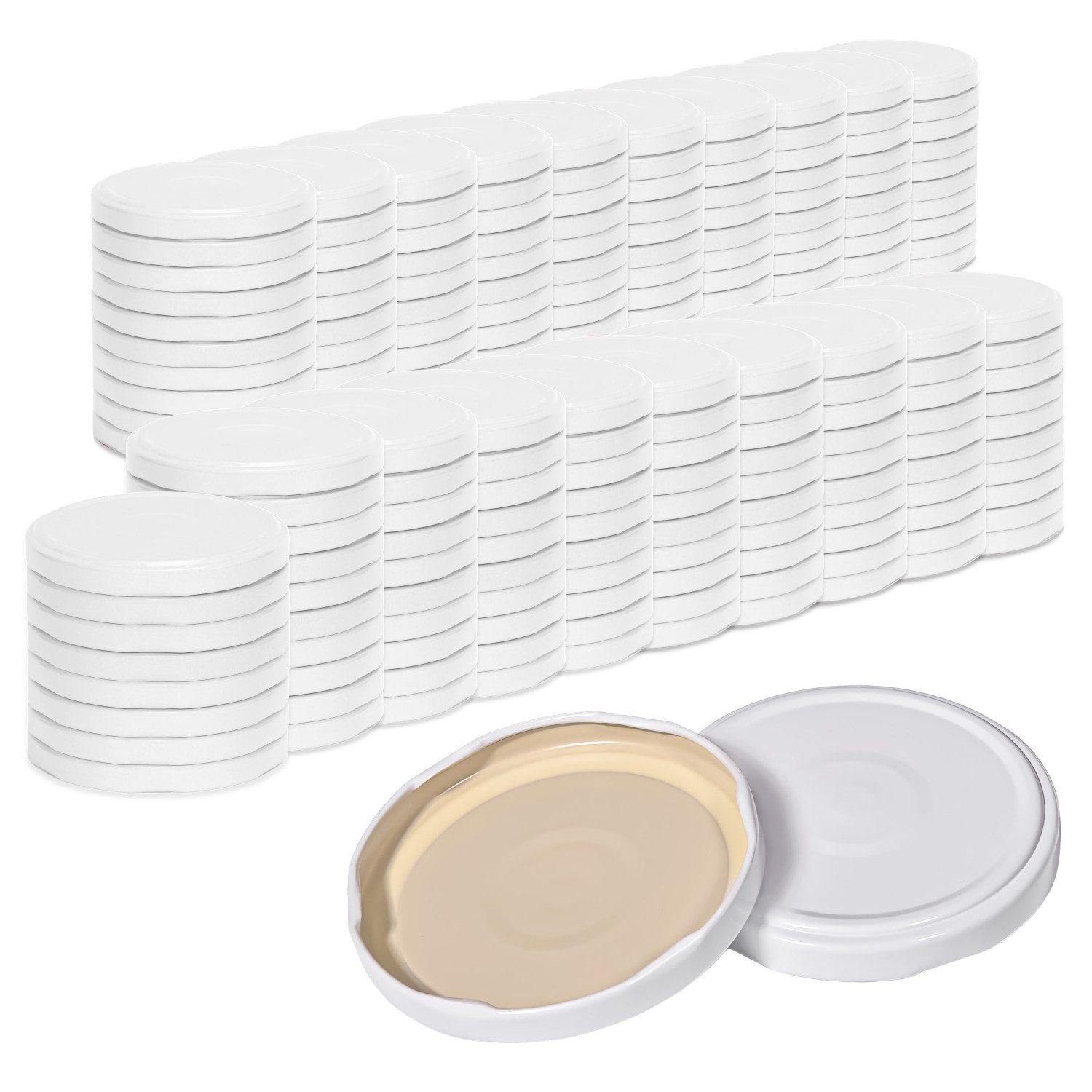 Oputec Einmachglas 200x Schraubdeckel TO82 Weiß - Twist Off Ersatzdeckel für Einmachläser, (Maxi-Spar-Set, 200 x Ersatzdeckel)