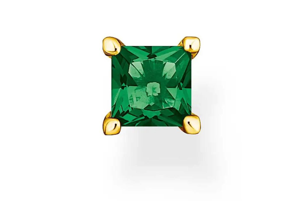 THOMAS SABO Ohrstecker-Set Einzel Ohrstecker mit grünem Stein - 750 Gelbgold Vergoldung