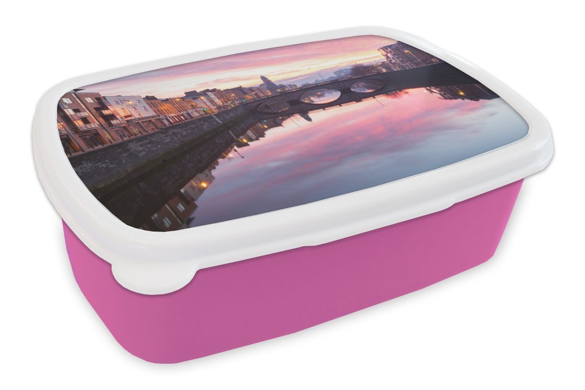 Brotdose Kunststoff Brotbox Snackbox, Sonnenaufgang Kinder, in (2-tlg), Lunchbox rosa MuchoWow Dublin, Erwachsene, Kunststoff, für Mädchen,